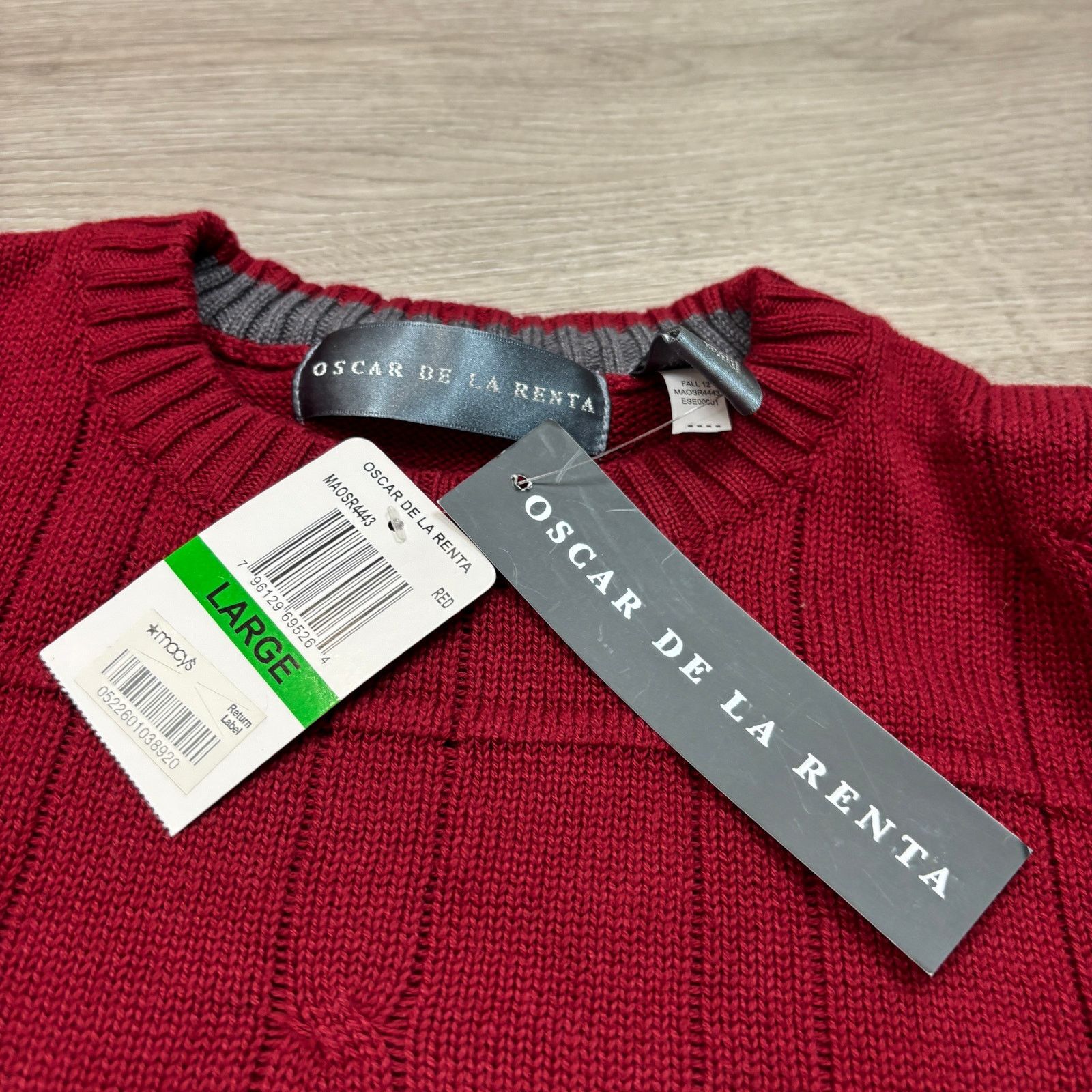 Oscar De La Renta NWT Oscar de la Renta Cotton Knit Check Sweater Men's Large Size US L / EU 52-54 / 3 - 7 Thumbnail