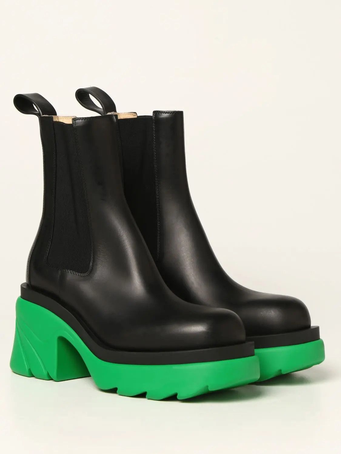 Bottega Veneta o1n1vont1024 Flash Ankle Boots Military Calfskin Black/Grass Size US 8.5 / IT 38.5 - 3 Thumbnail