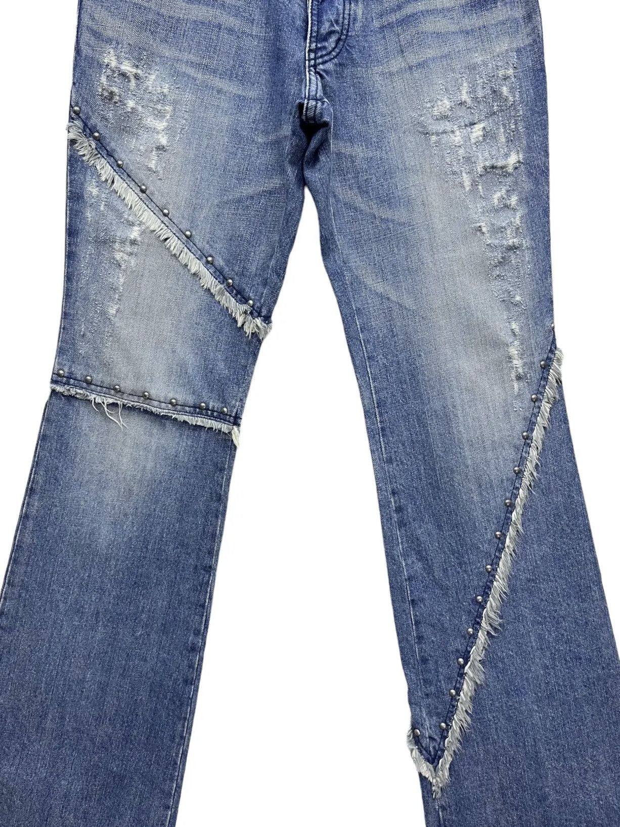 5351 POUR LES HOMMES × ABAHOUSE × Designer STEALS💥VINTAGE 5351 HOMMES Distressed Spliced Studded Flare Size US 31 - 11 Thumbnail