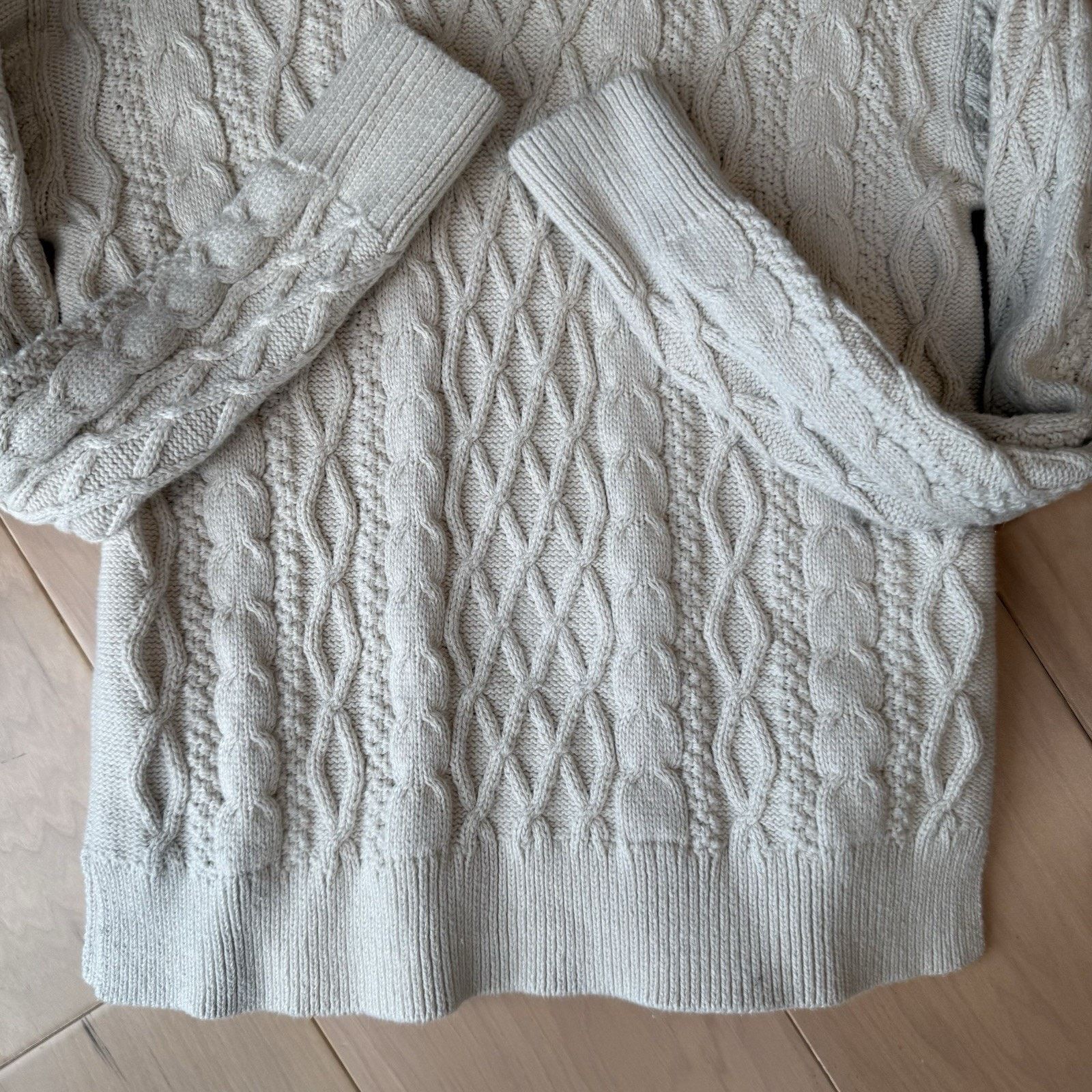 J.Crew J Crew Fisherman Sweater Women's Small Cream Cotton Cable Size S / US 4 / IT 40 - 5 Thumbnail