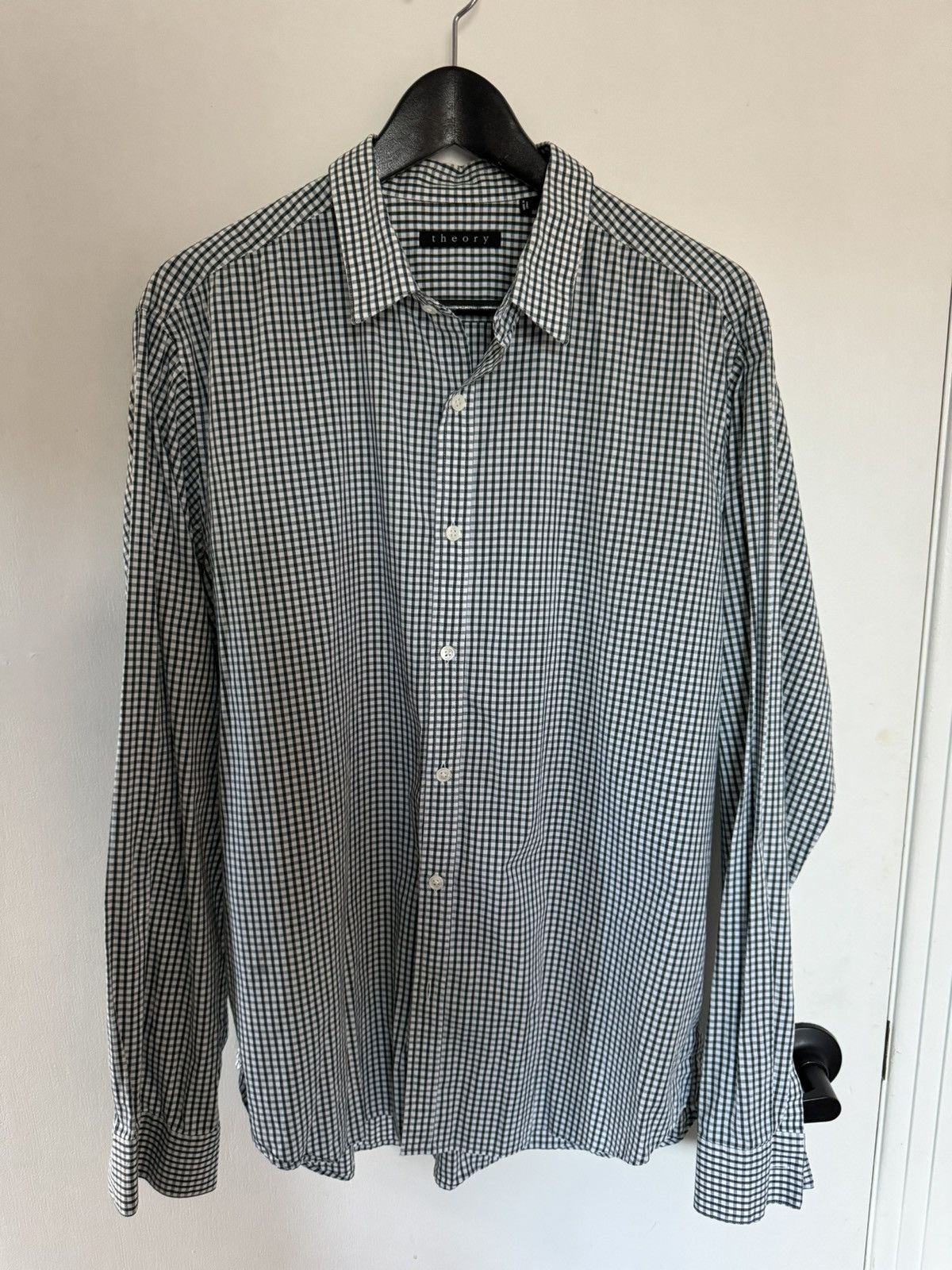 Theory Theory XL plaid black white classic long sleeve button shirt Size US XL / EU 56 / 4 - 1 Thumbnail