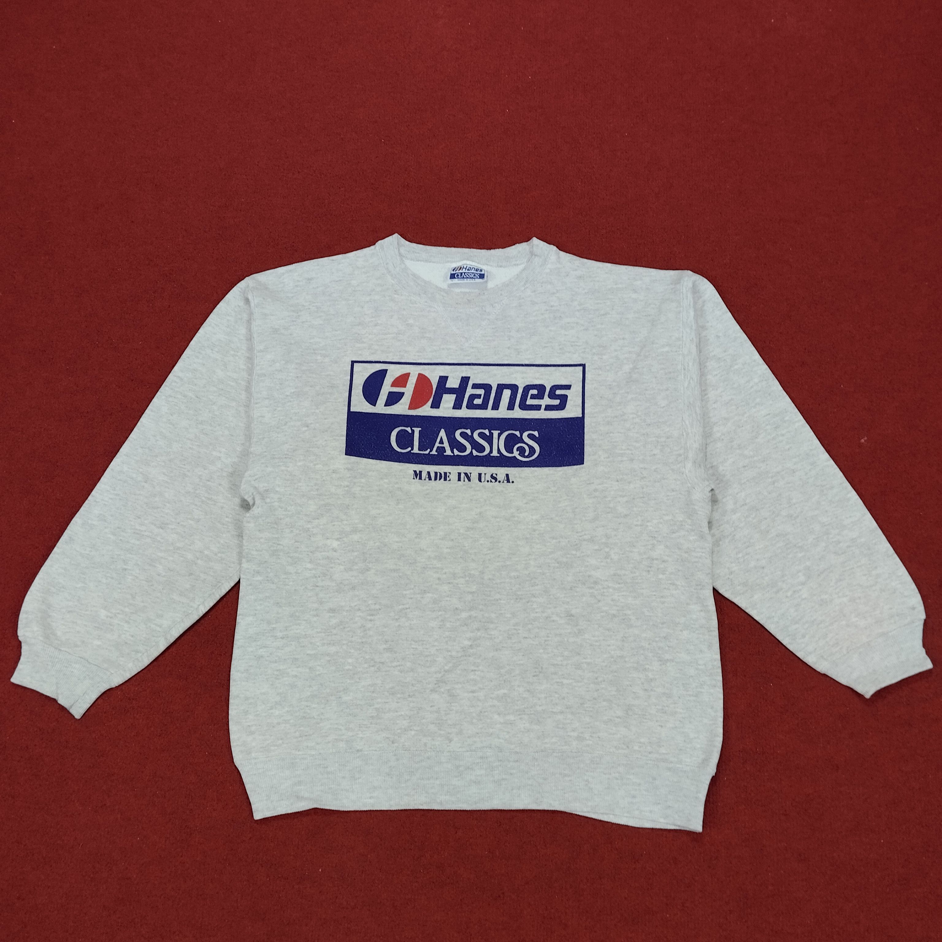 Hanes Classic Center Box Logo Design Vintage Sweatshirt