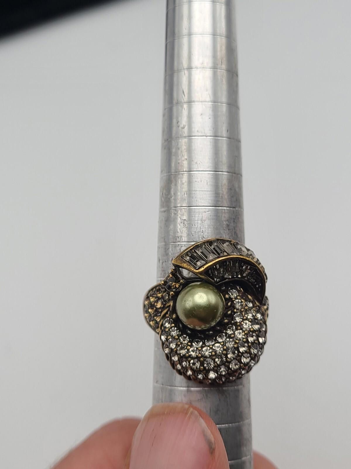 Swarovski Heidi Daus Size 7 Faux Pearl Bronze Ring Swarovski Crystals Size ONE SIZE - 1 Thumbnail