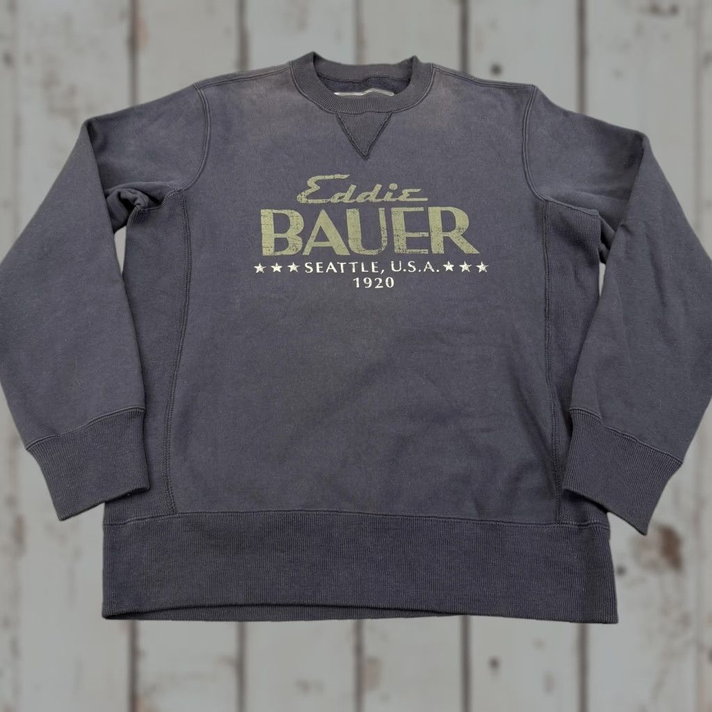 Eddie Bauer Eddie Bauer Sweatshirt Mens Medium Black Crewneck Seattle USA 1920 Logo Gray Graphic Print Pullover M Size US M / EU 48-50 / 2 - 1 Thumbnail