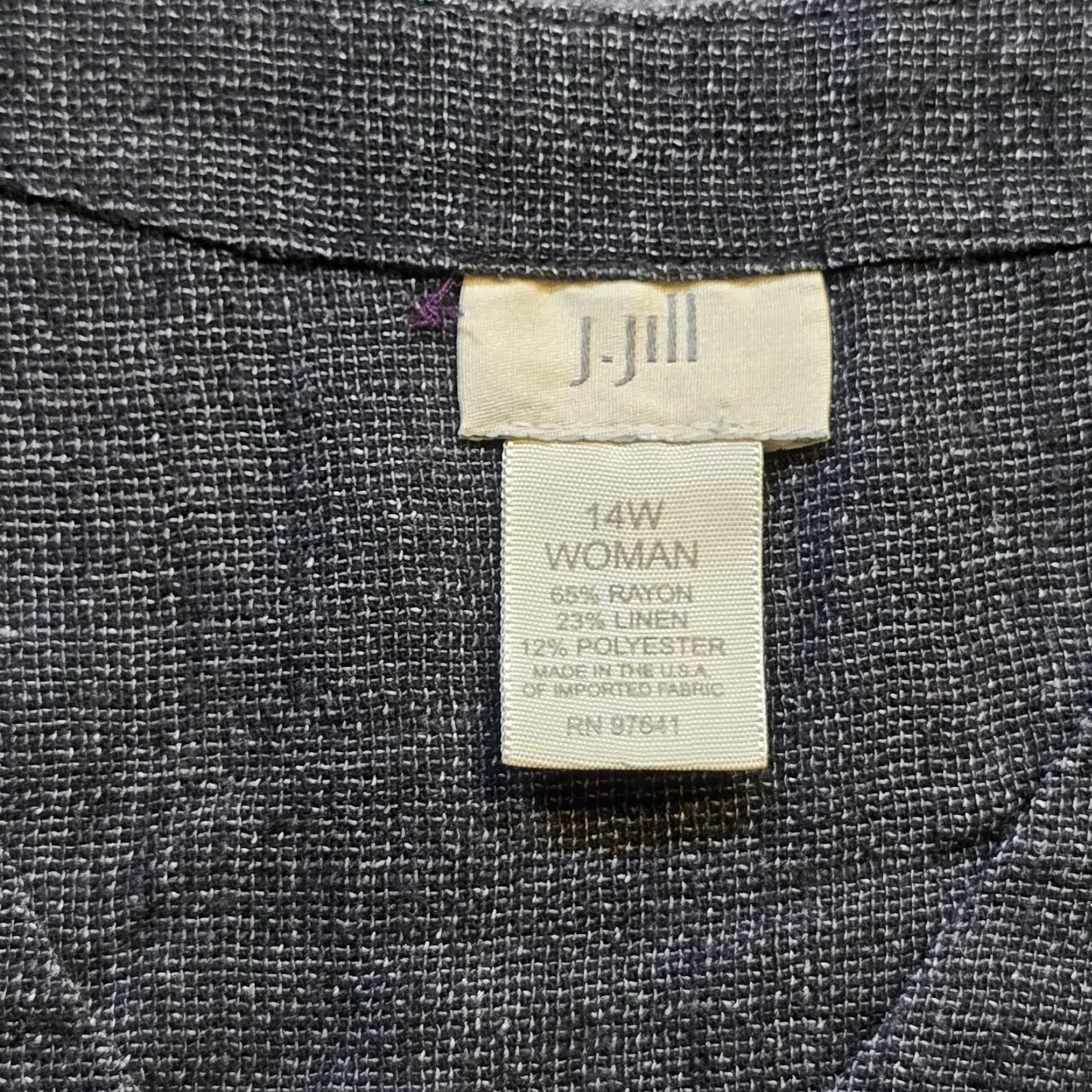 J. Jill J Jill Top Womens 14W Gray Linen 3/4 Sleeve Button-Up Shirt casual business Regular Womens Size XL / US 12-14 / IT 48-50 - 3 Thumbnail
