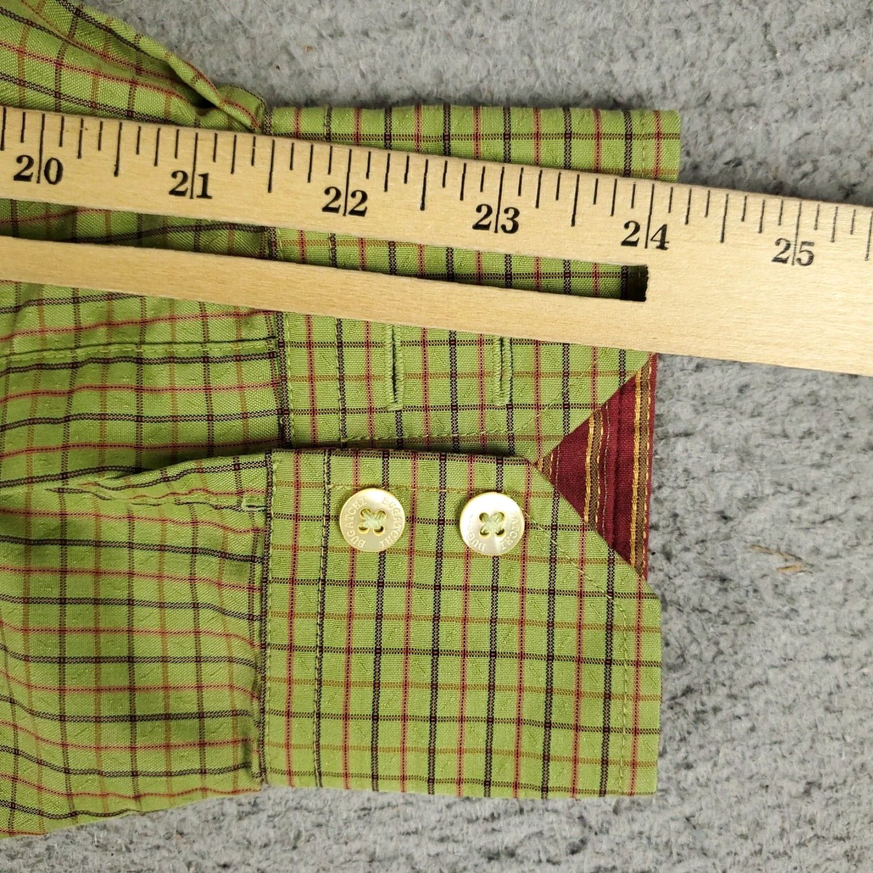 BUGATCHI VINTAGE Bugatchi Shirt Mens Large Green Check Casual Button-Up Long Sleeve Size US L / EU 52-54 / 3 - 7 Thumbnail