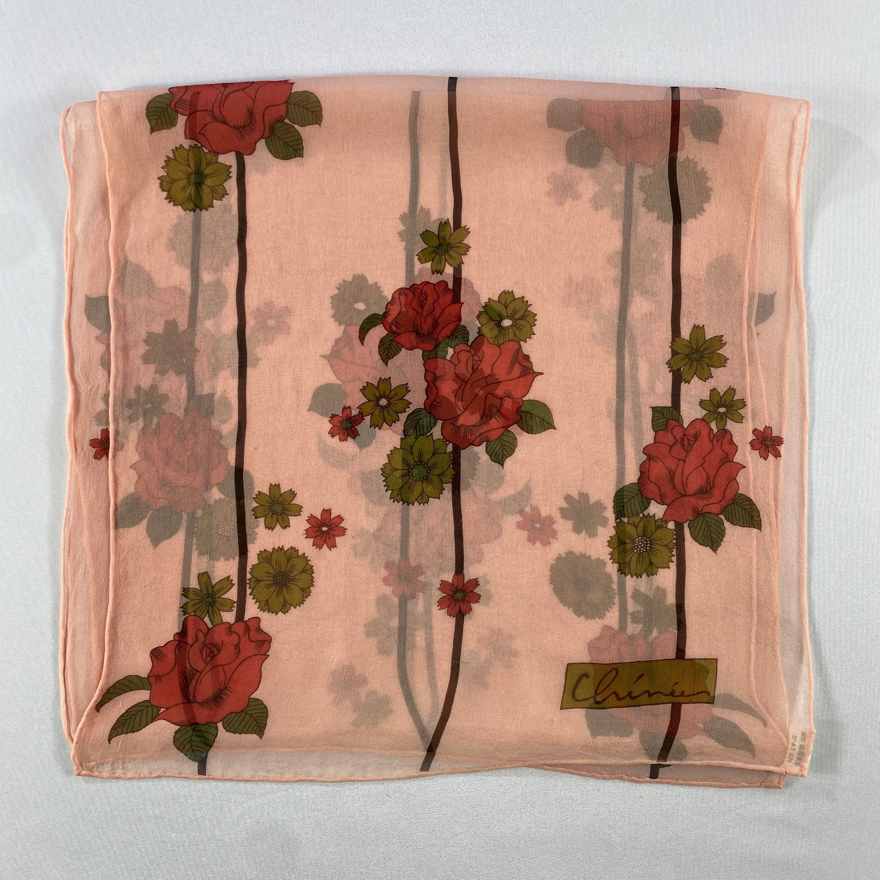 Japanese Brand × Vintage Vintage Silk Scarf Hand Rolled Floral SS059 Size ONE SIZE - 3 Thumbnail