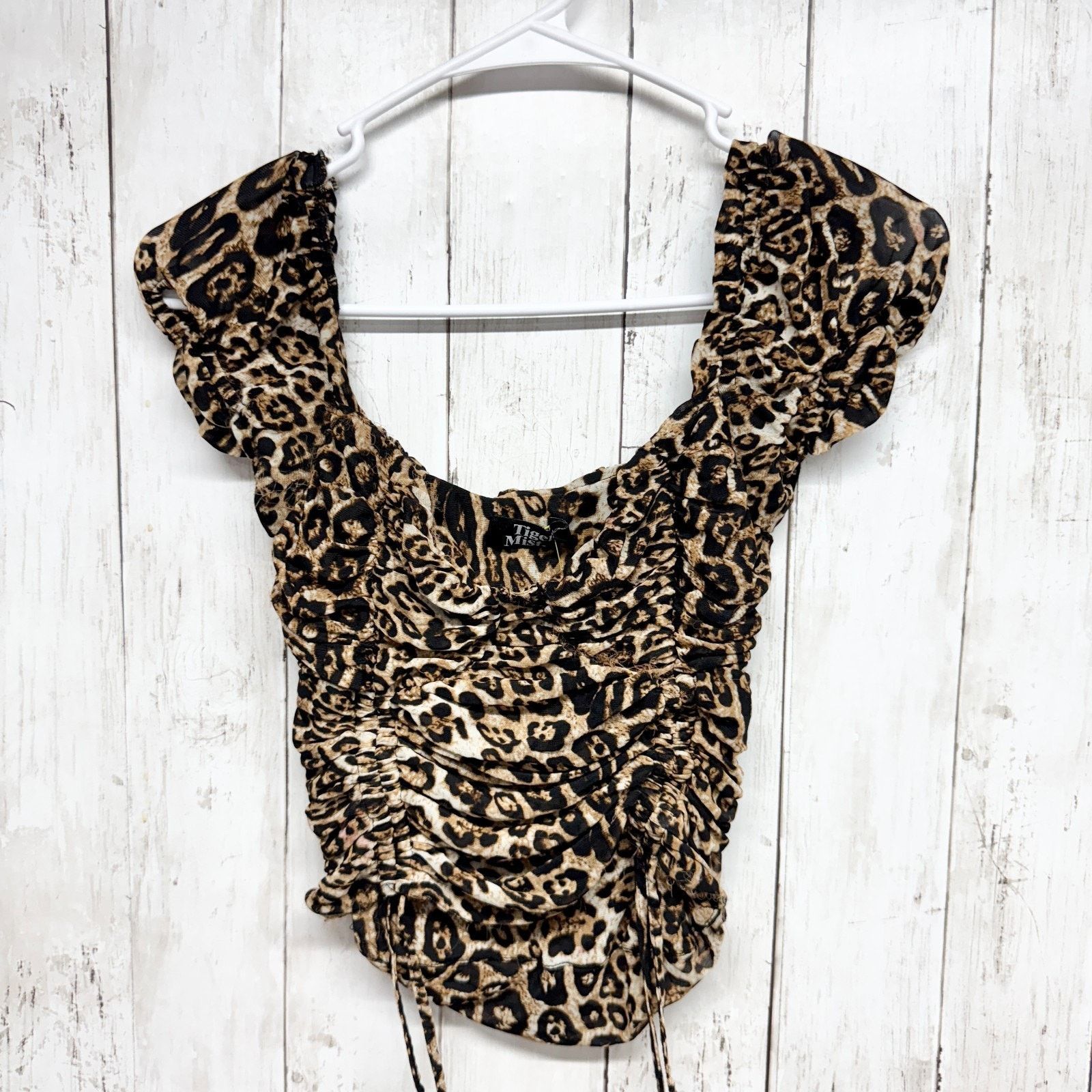 Other Tiger Mist Shirt Small Cheetah Cinched Short Sleeve Blouse Size S / US 4 / IT 40 - 1 Thumbnail