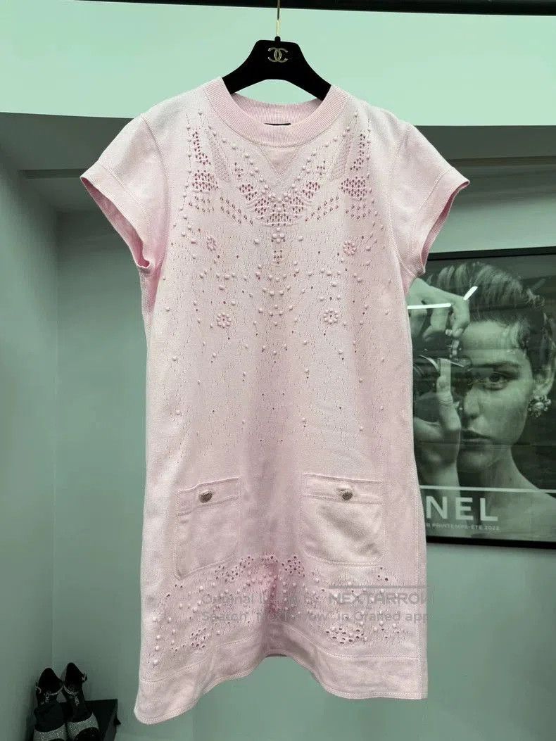 Chanel Chanel Pink Openwork Knit Dress. Size US M / EU 48-50 / 2 - 1 Thumbnail