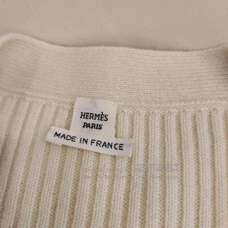 Hermes Hermes Ivory Vertical Striped Mid-Length Wool Open Cardiga Size XS / US 0-2 / IT 36-38 - 4 Thumbnail