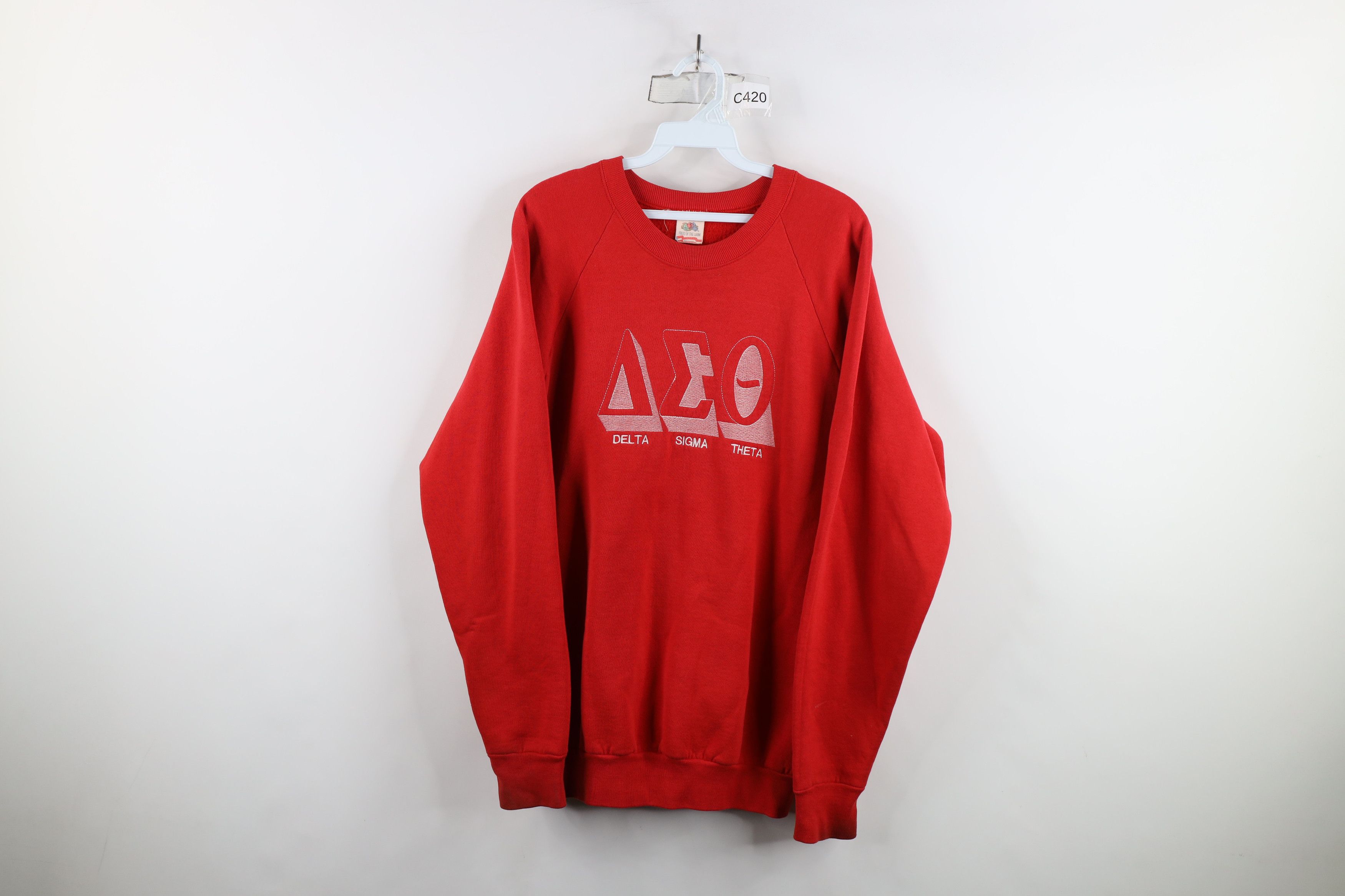 Vintage Vintage 90s Delta Sigma Theta Sorority Sweatshirt Red USA Size XL / US 12-14 / IT 48-50 - 1 Thumbnail