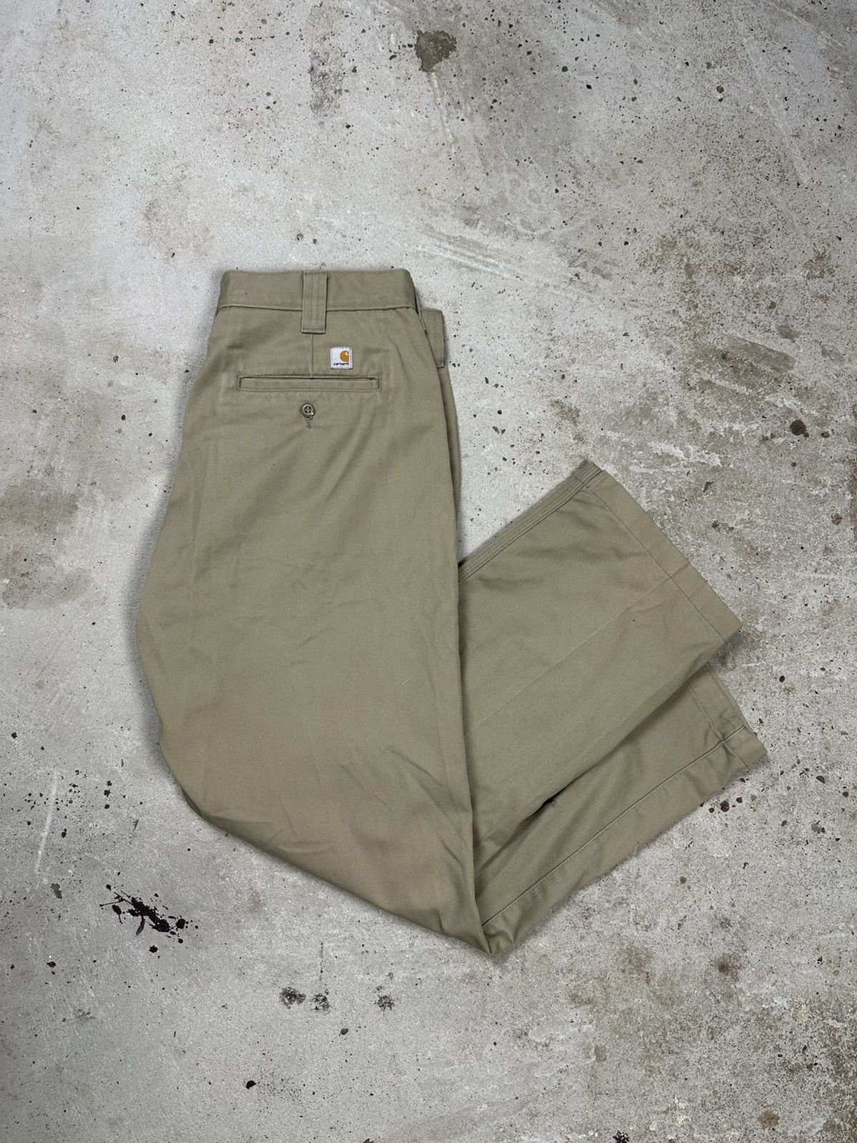 Carhartt × Vintage Vintage 90s Carhartt OG Workwear Beige Distressed Pants Size US 33 - 1 Thumbnail