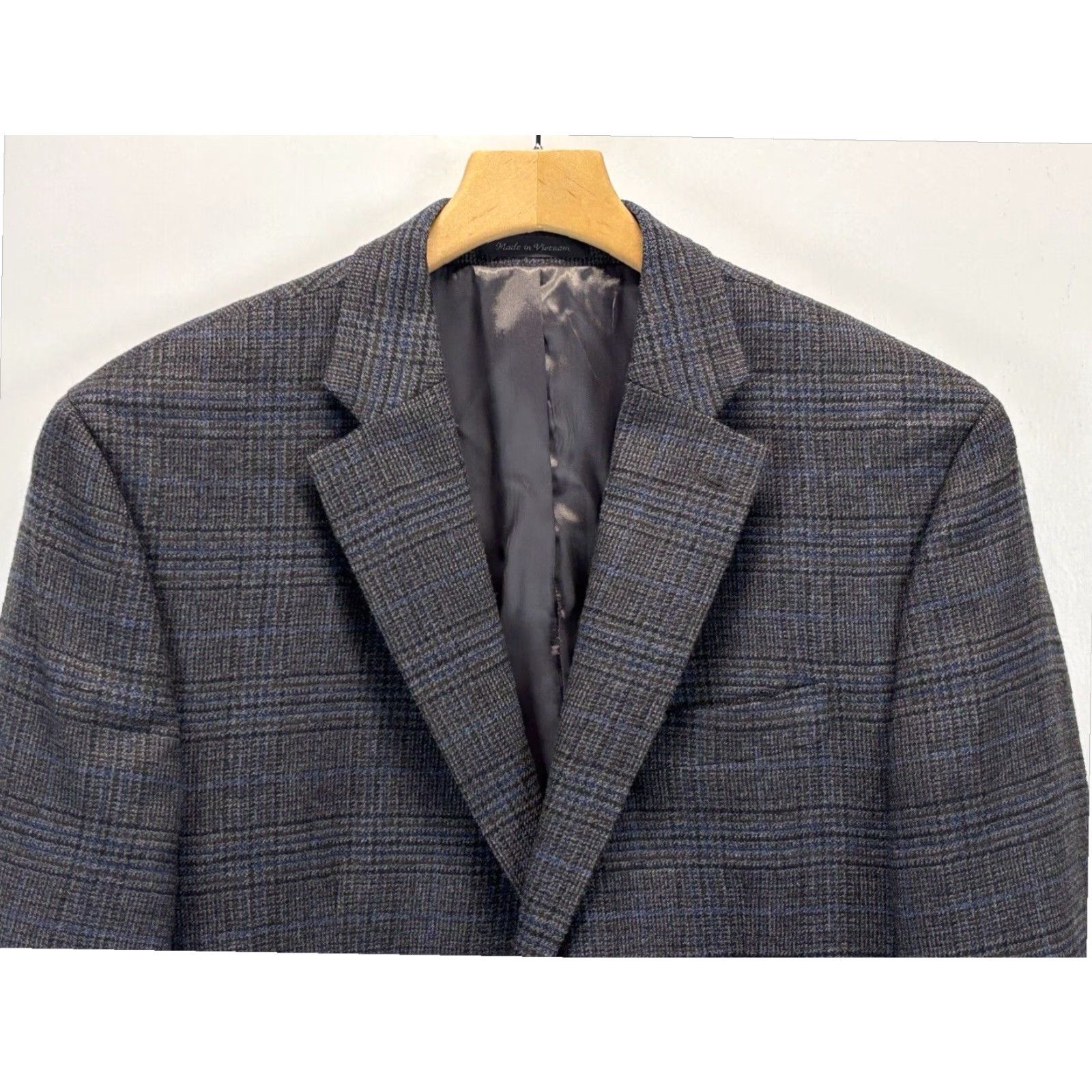 Ralph Lauren Lauren Ralph Lauren Mens Blazer Jacket 42L Grey Blue Glen Plaid Wool Business Fall Winter Size 42L - 2 Thumbnail