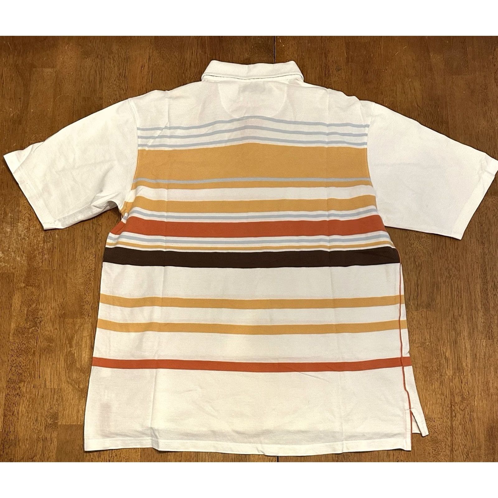 Phat Farm VINTAGE Phat Farm Polo Shirt XL Striped White Gold Mens Size US XL / EU 56 / 4 - 2 Thumbnail