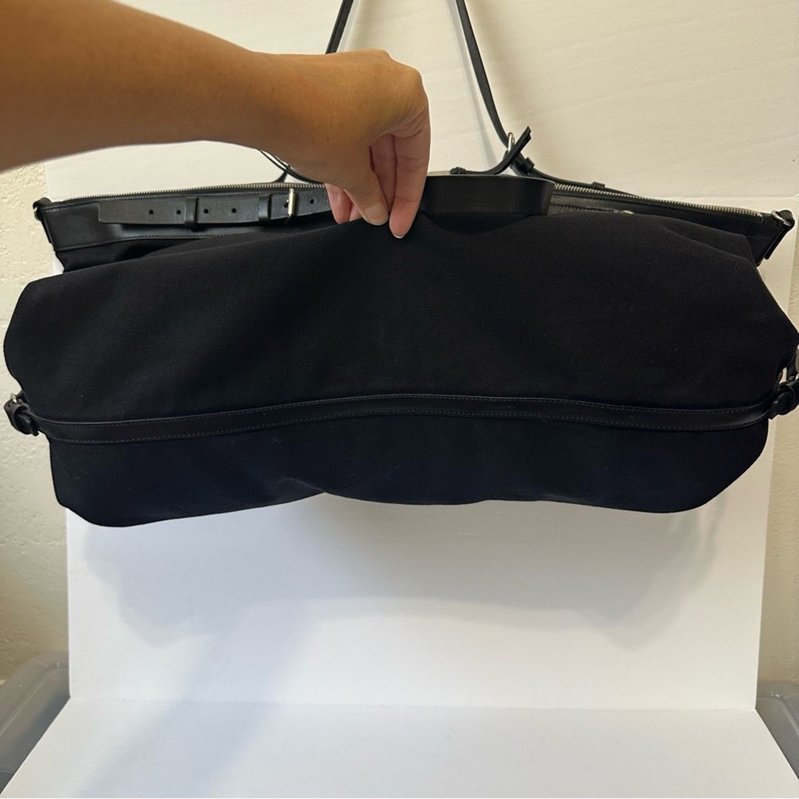 Saint Laurent Paris ID Convertible Canvas Travel Duffel Bag Lrg Black Leather Size ONE SIZE - 11 Thumbnail