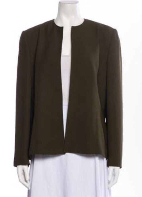 Halston Halston Green Open Front Collarless Jacket – Size XL (US 12) Size XL / US 12-14 / IT 48-50 - 1 Thumbnail