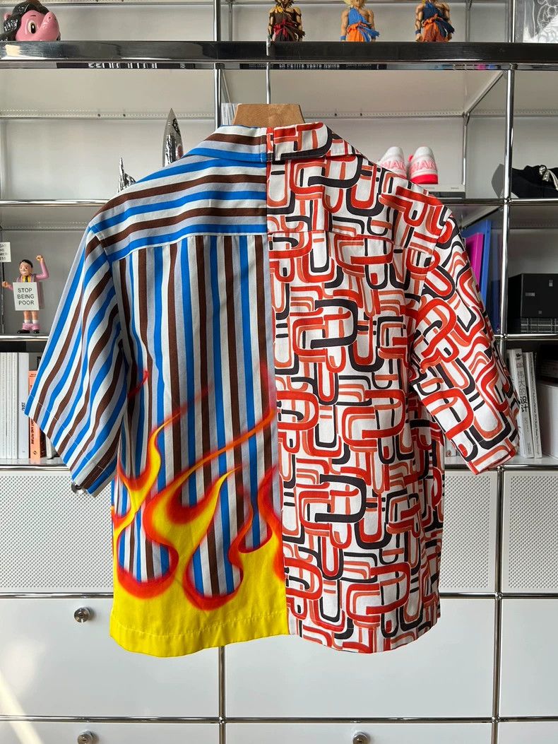Prada Prada Double match18fw flame stripe stitching short-sleeved Size US S / EU 44-46 / 1 - 2 Thumbnail
