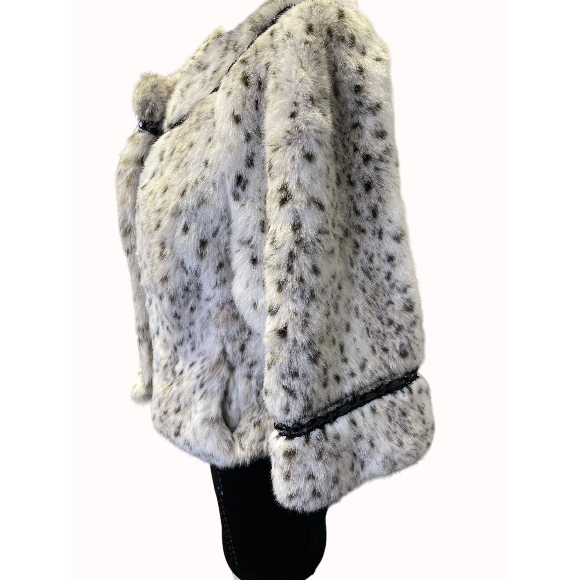 Other Terry Lewis Classic Luxury Faux Fur Coat Women's White Leopa Size S / US 4 / IT 40 - 3 Thumbnail