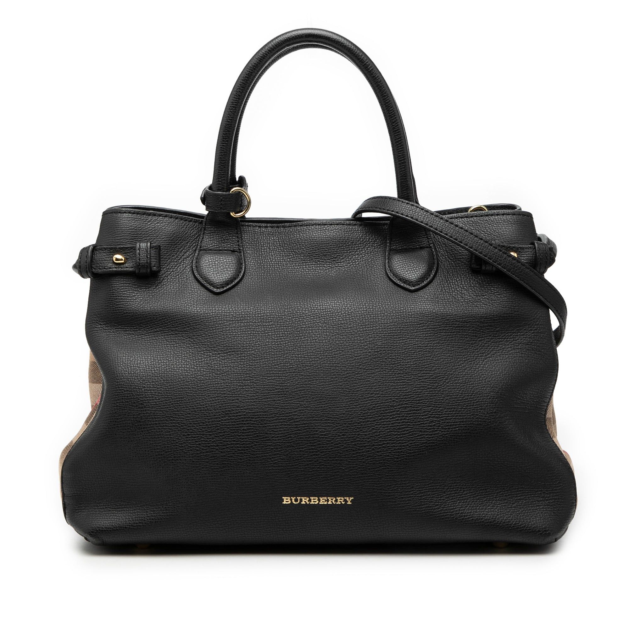 Burberry Medium Leather and House Check Banner Satchel Size ONE SIZE - 1 Thumbnail