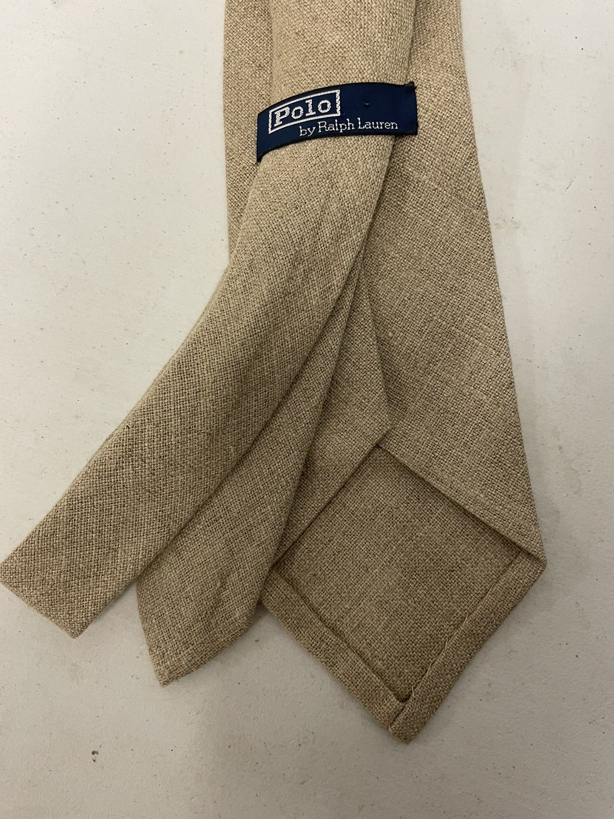 Polo Ralph Lauren × Vintage Solid Print Textured Linen Tie Size ONE SIZE - 4 Thumbnail