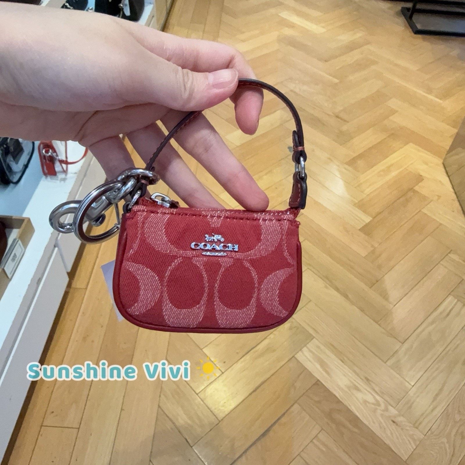 Coach NWT Coach Mini Nolita Bag Charm Denim Silver/True Red CDB23 Size ONE SIZE - 2 Thumbnail