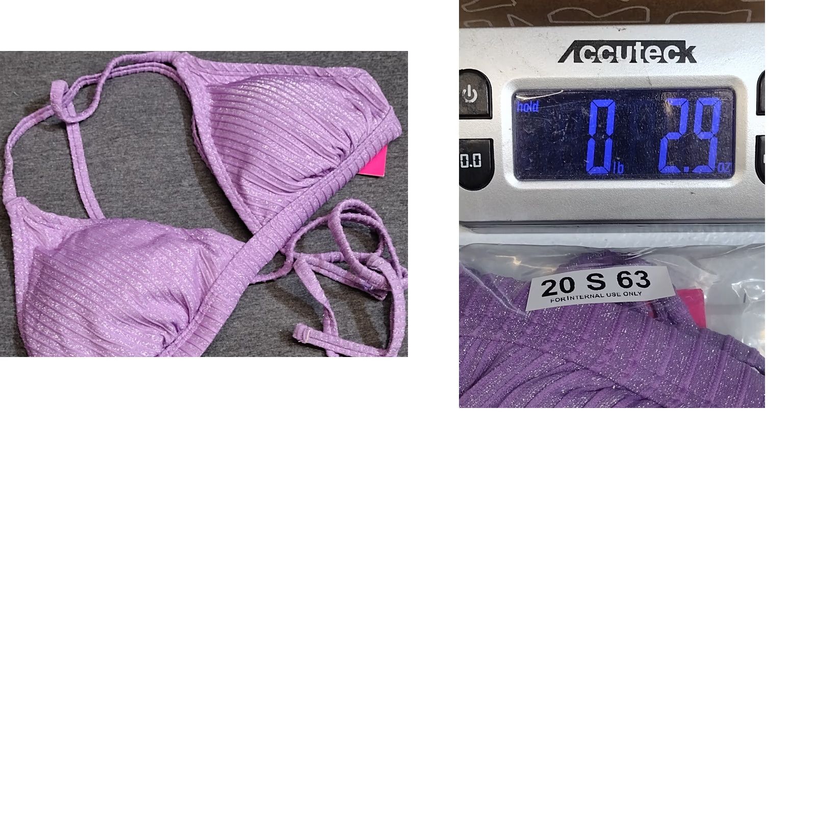 Vintage Xhilaration Women's Purple Glitter Detail Cross Back Bikini Top L Purple Glitter Detail Cross Back Padded Size L / US 10 / IT 46 - 8 Thumbnail
