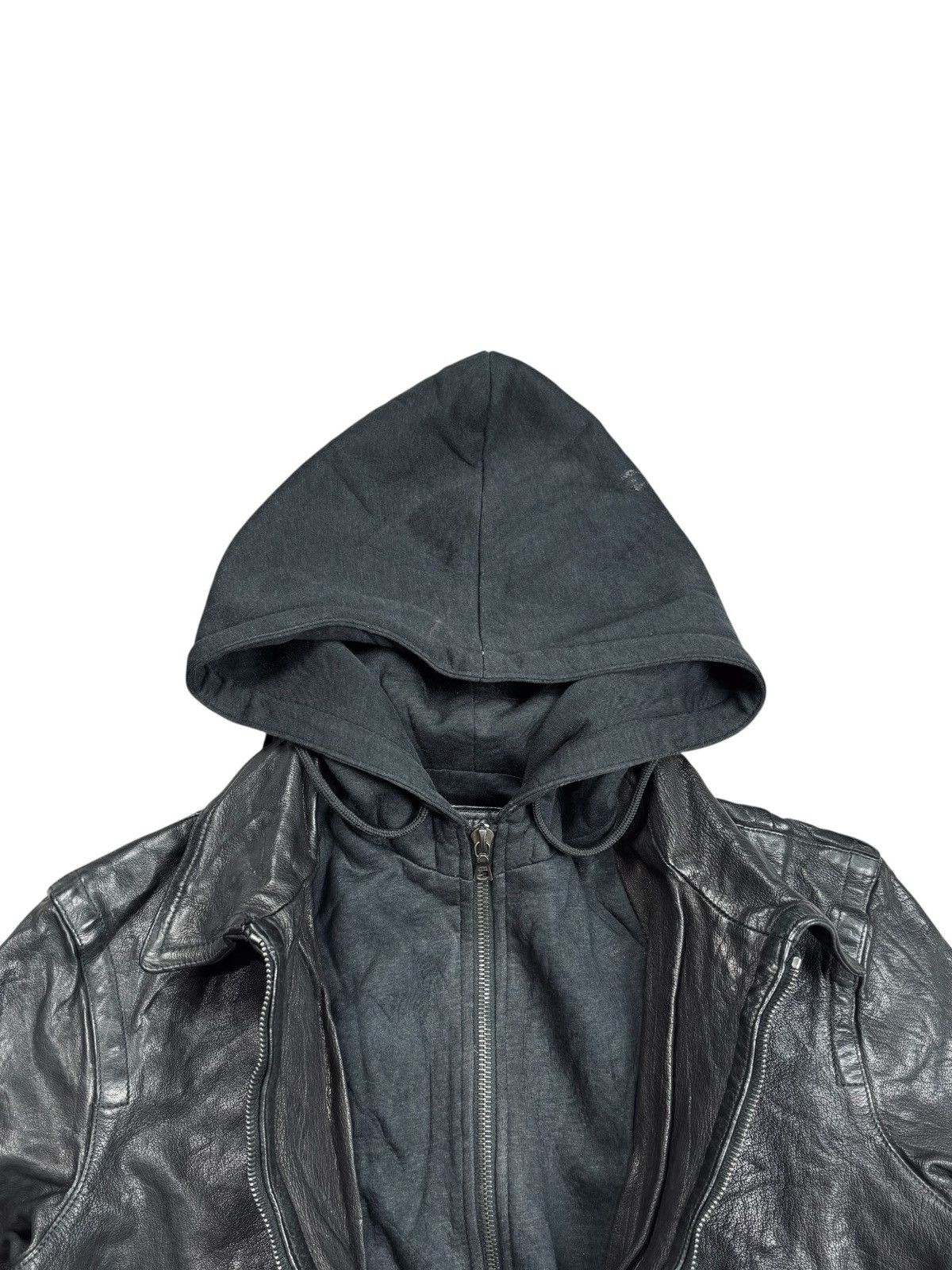 Neil Barrett 2000s Neil Barrett Indie Sleaze Hooded Leather Jacket Size US M / EU 48-50 / 2 - 5 Thumbnail