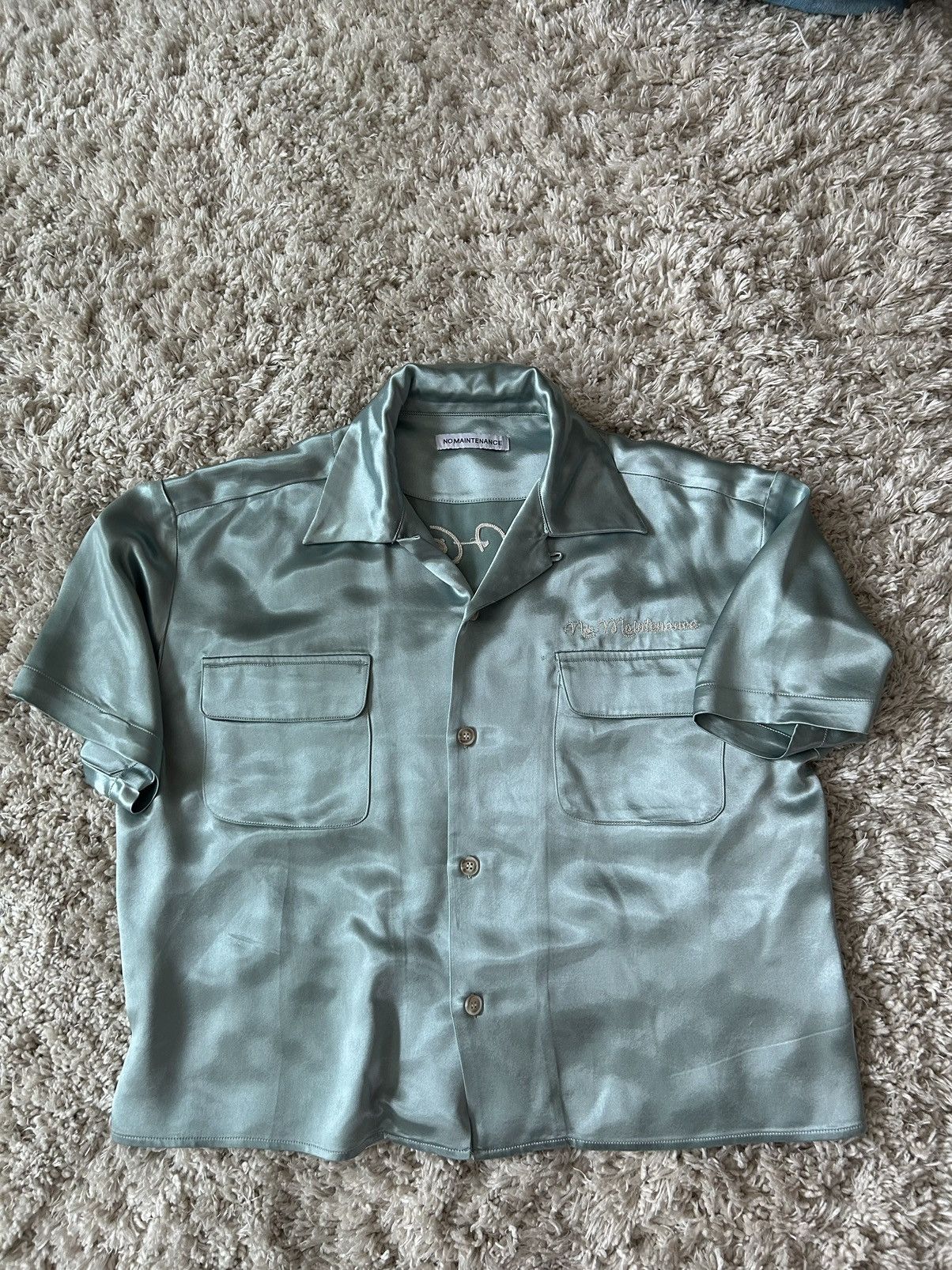image of No Maintenance No Heaven Without You Button Up in Seafoam Green, Men's (Size Medium)