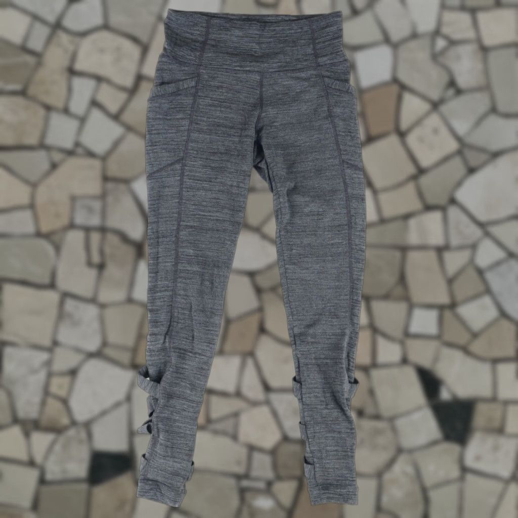 Athleta Athleta Leggings Shirt Women Gray S Criss Cross Chaturanga Nylon Woven Slim Fit Activewear Pants Size 28" / US 6 / IT 42 - 1 Thumbnail