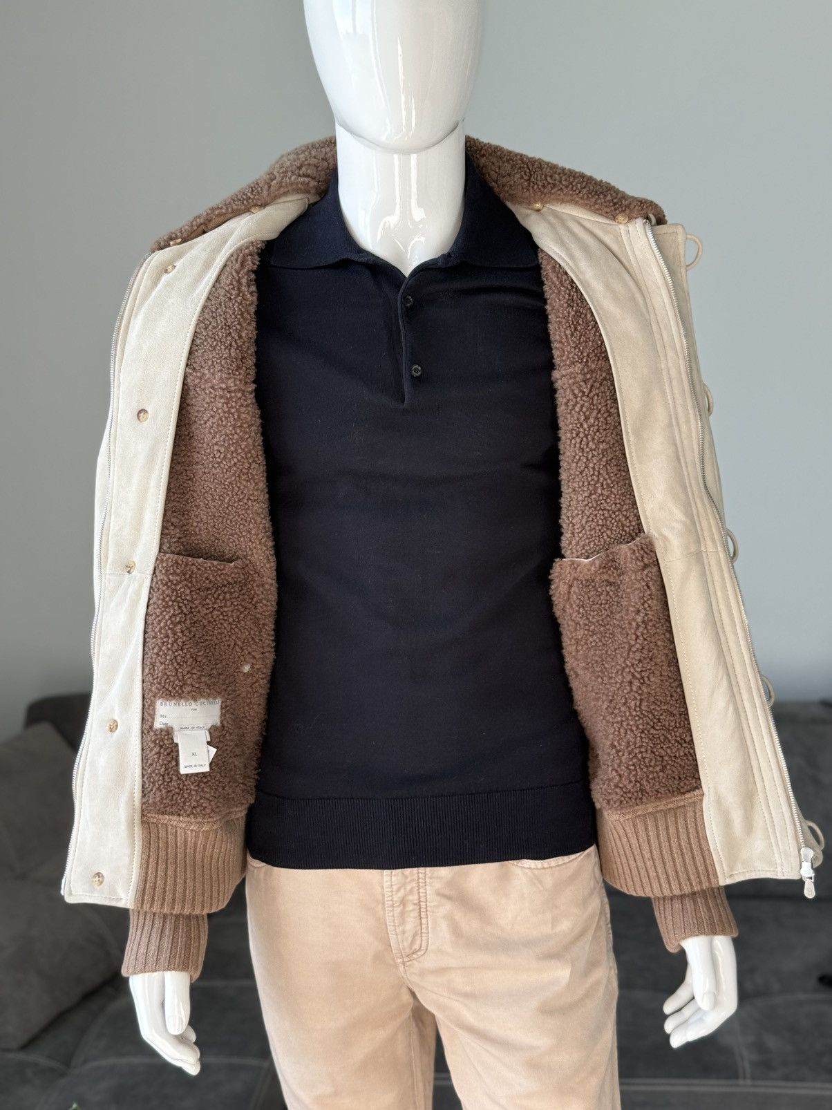 Brunello Cucinelli RRP $10500 Brunello Cucunelli suede sheepskin coat Jacket Size US XL / EU 56 / 4 - 10 Thumbnail