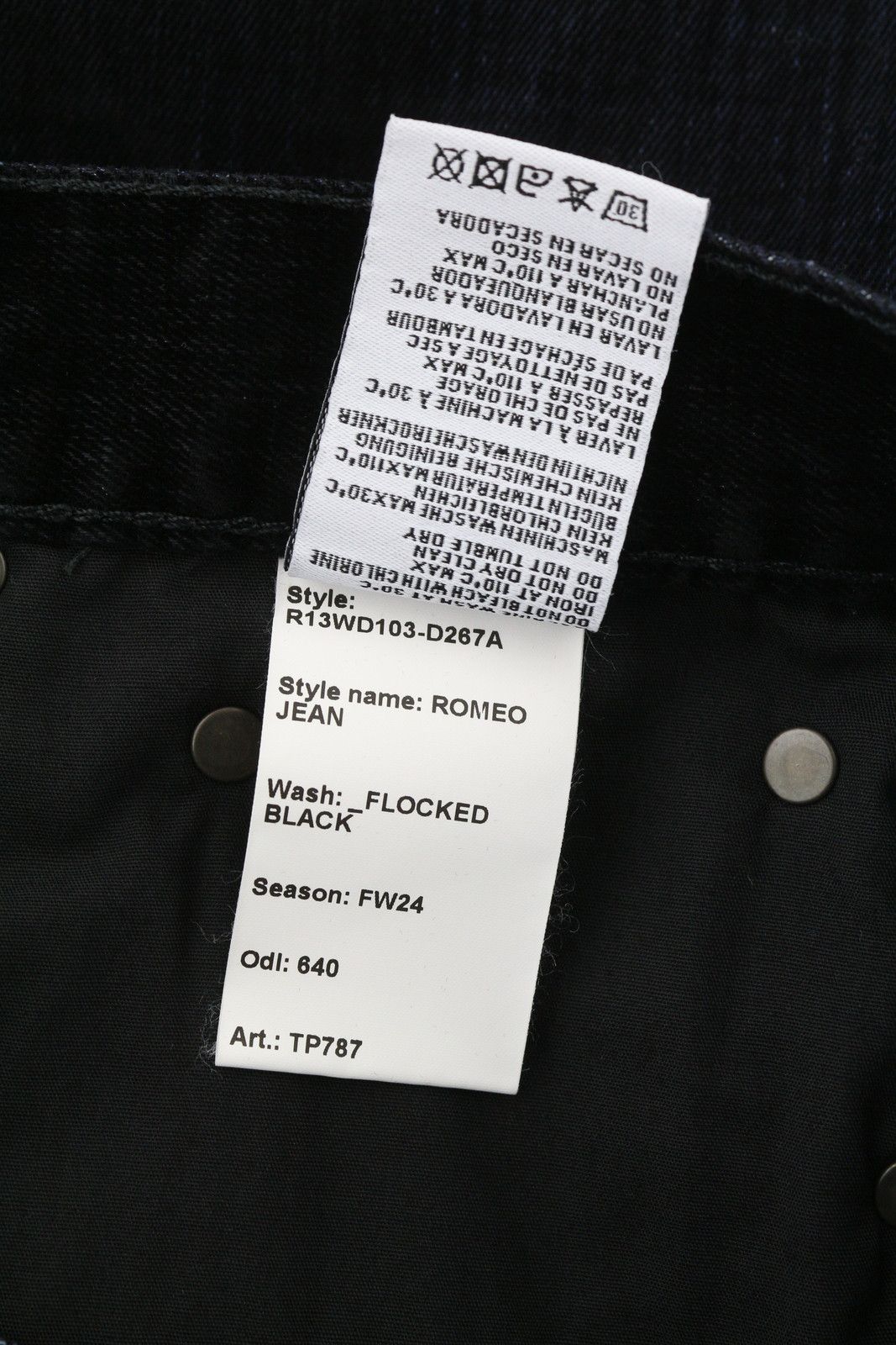 R13 ROMEO 29 Flocked Black Velvet Ankle Straight Zip 85816 Size 29" - 9 Thumbnail