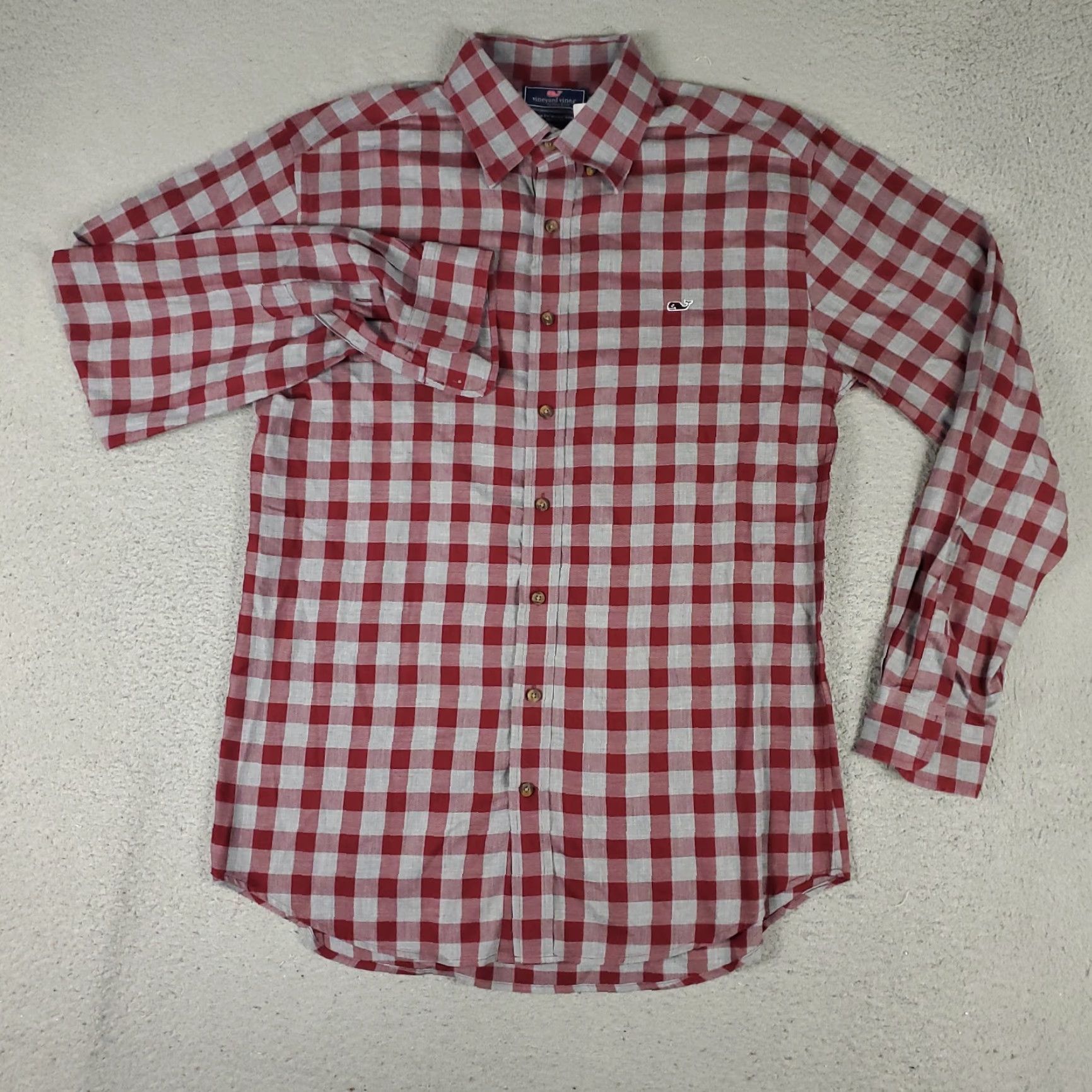 Vineyard Vines Vineyard Vines Shirt Men Large Red Gray Check Slim Fit Button-Up Long Sleeve Collared Button-Down Cotton Preppy Mens Size US L / EU 52-54 / 3 - 2 Thumbnail