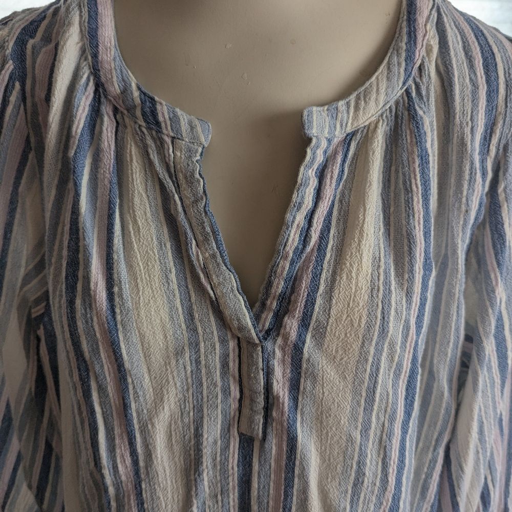 Chaps Ralph Lauren Lauren Chaps Cotton Crinkle Boho Strpd Blues, Band Collar Size XL / US 12-14 / IT 48-50 - 2 Thumbnail