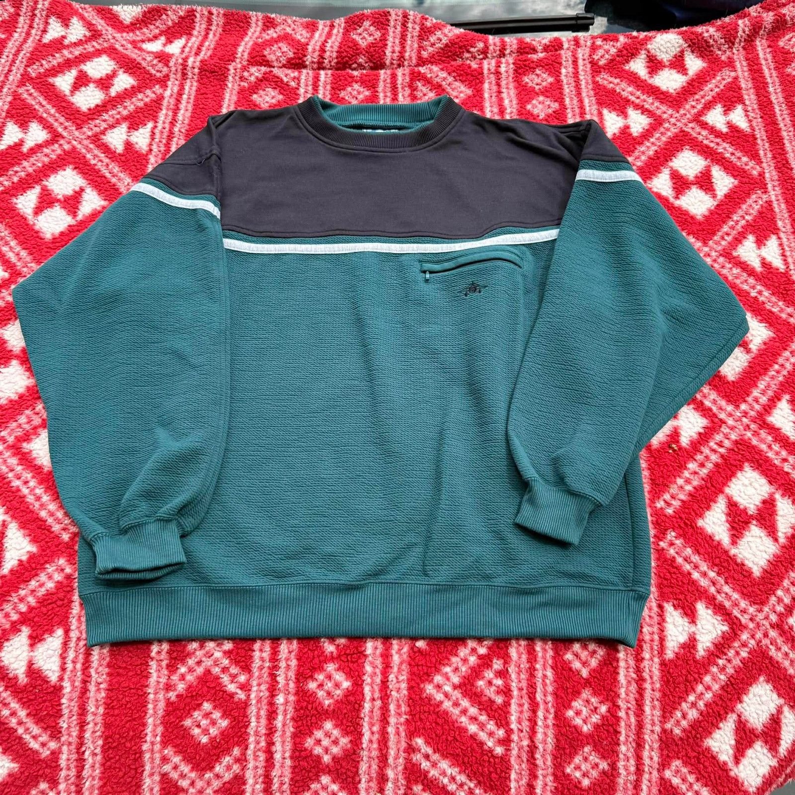 Other Vtg 90s Greenline International Textured Sweatshirt Teal Size US XL / EU 56 / 4 - 2 Thumbnail