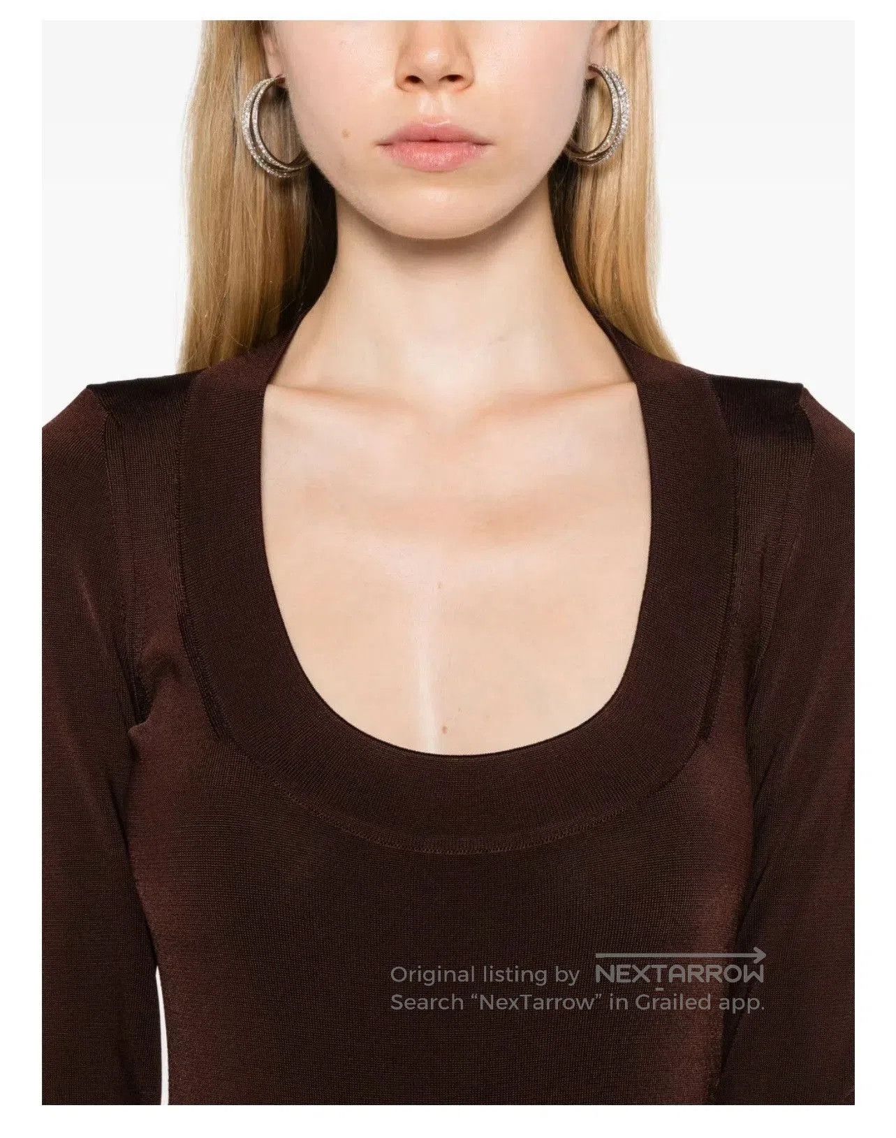 Saint Laurent Paris YSL Brown Square Neck Long. Size M / US 6-8 / IT 42-44 - 4 Thumbnail