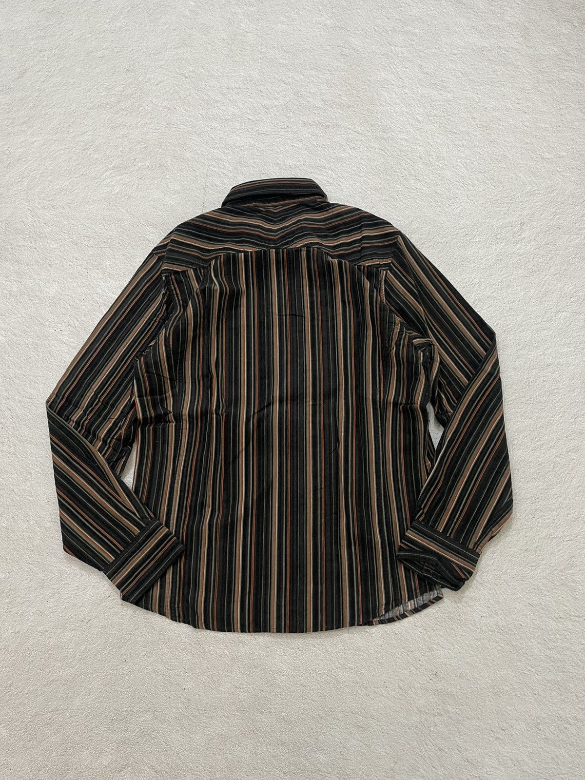Le Grande Bleu (L.G.B.) 2000s Fuga Striped Button-Up Shirt Black Brown GOA ifsix Y2K Size US L / EU 52-54 / 3 - 5 Thumbnail