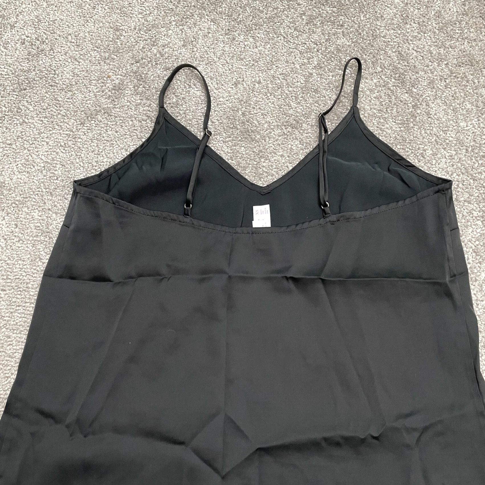 Vintage Stars Above Camisole Tank Top Womens XS Black Spaghetti Strap Lounge Satin Polyester Spandex Tooth? Size XS / US 0-2 / IT 36-38 - 3 Thumbnail