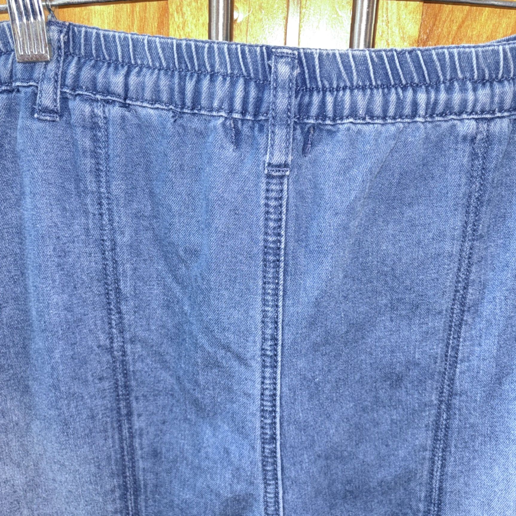 Denime EASEL Jeans Blue Denim Wide Leg Palazzo Zip Pockets Ruched Adjust Hem New M Size 32" / US 10 / IT 46 - 7 Thumbnail