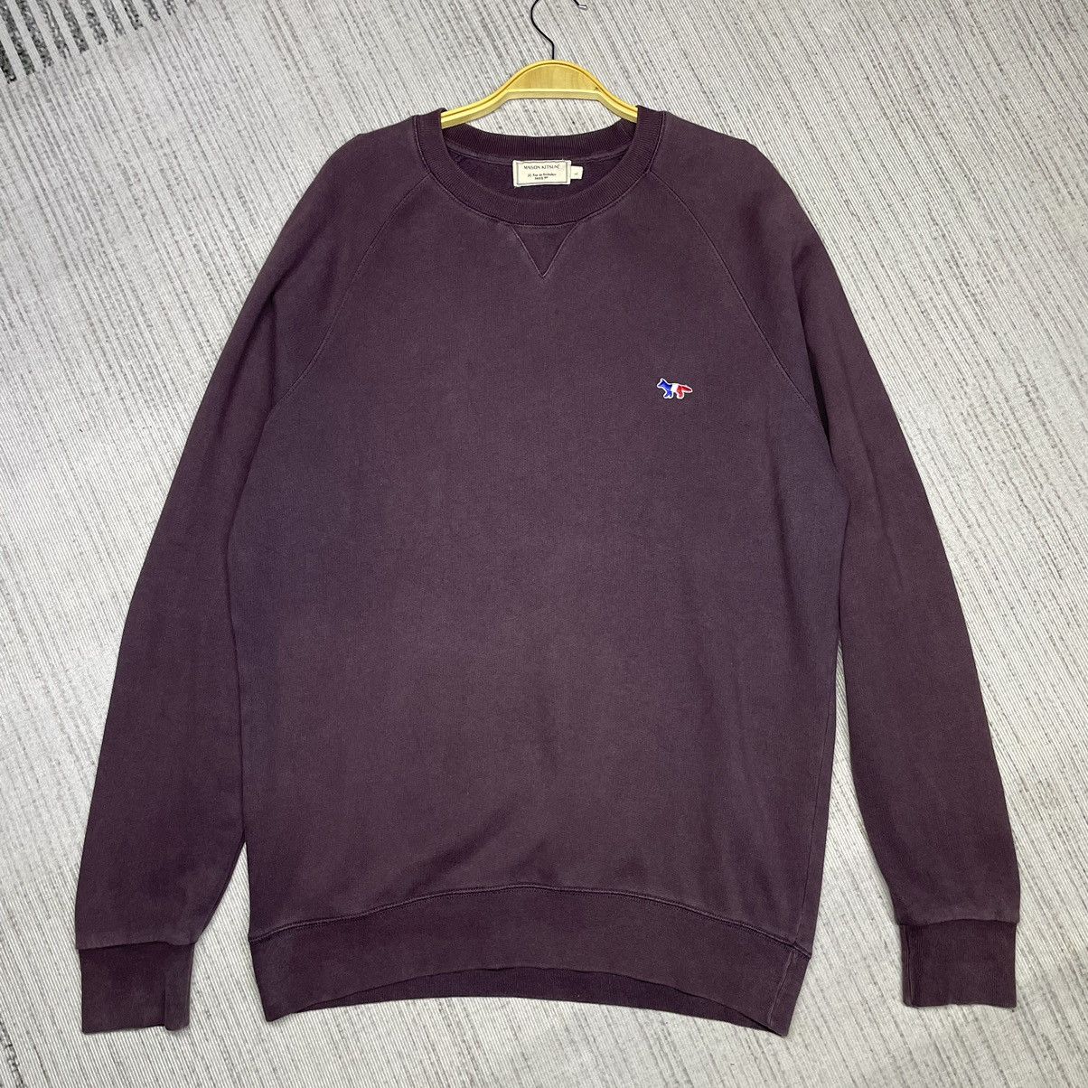 image of Vintage Maison Kitsune Sweatshirt in Purple, Men's (Size Large)