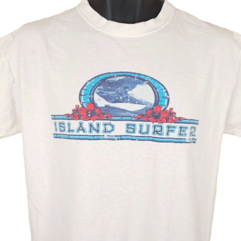 Delta VINTAGE Island Surfer T Shirt Mens Size Medium White Delta Hawaii Y2K Hawaiian Travel Surf Hang Loose Hawaii Destination Tourism Surf Womens? Wait No. Size US M / EU 48-50 / 2 - 2 Thumbnail
