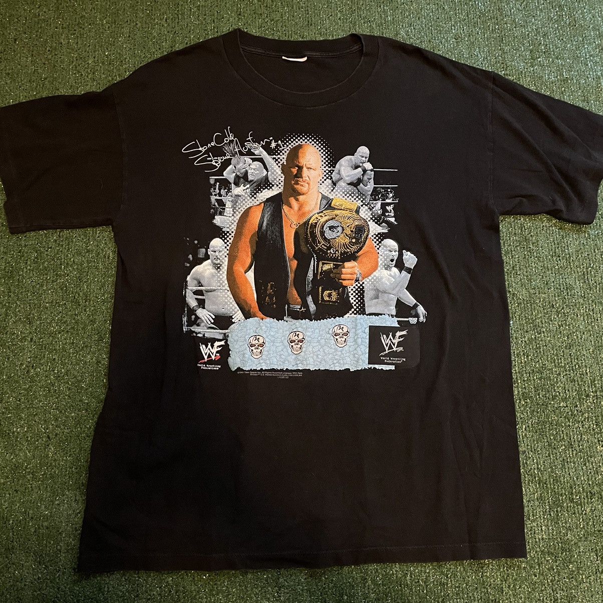 image of Vintage 1998 Stone Cold Steve Austin Wwf Tee Shirt in Black, Men's (Size XL)