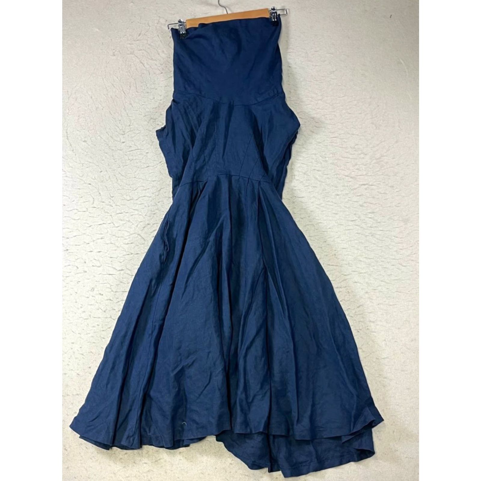 Zara ZARA BASIC Womens Knee Length Dress M Blue Marine Halter Zipper Layered Ruffle Size M / US 6-8 / IT 42-44 - 2 Thumbnail