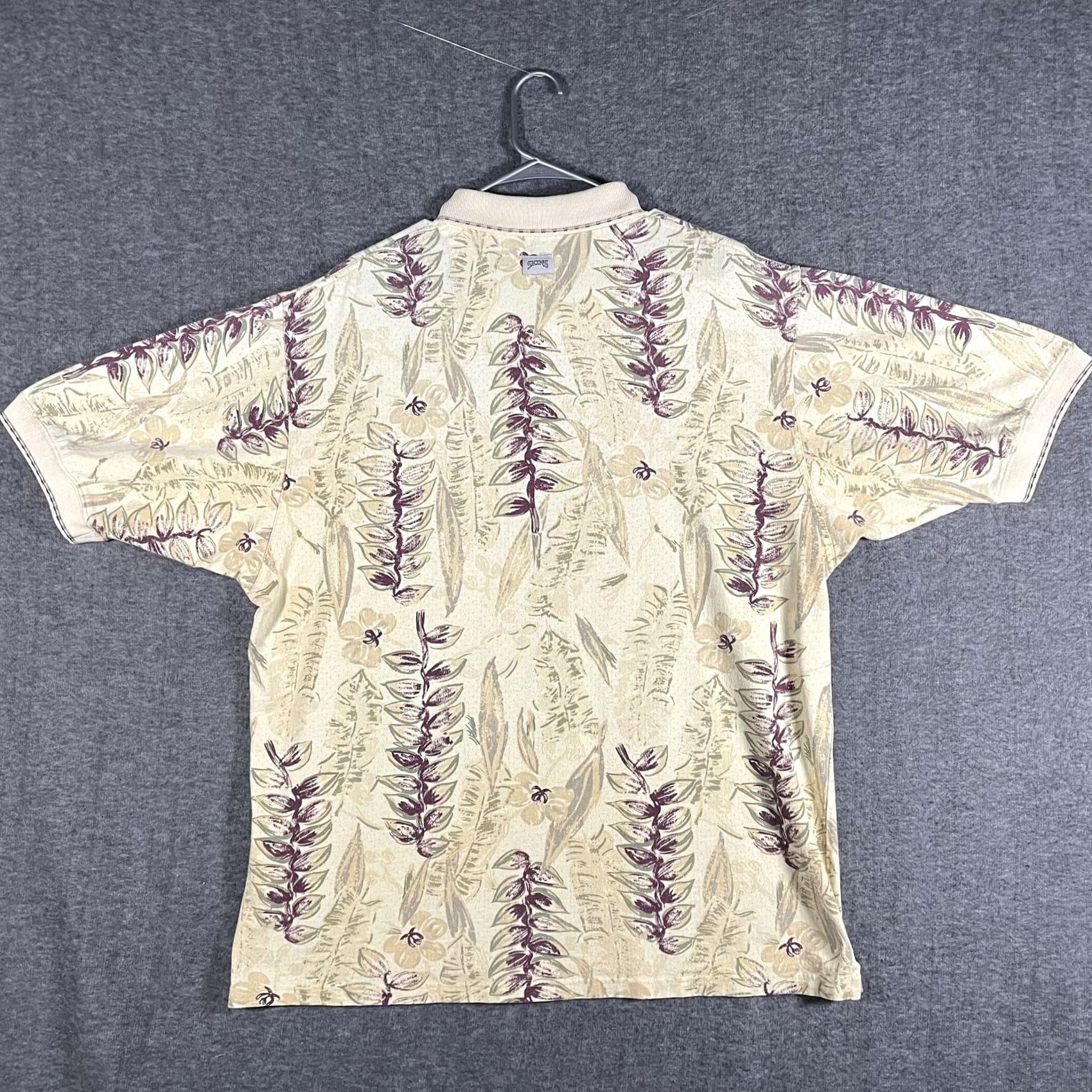 Vintage The Skins Game Polo Shirt Mens XL Beige Floral Golf Lightweight Knit Tropical Size US XL / EU 56 / 4 - 3 Thumbnail