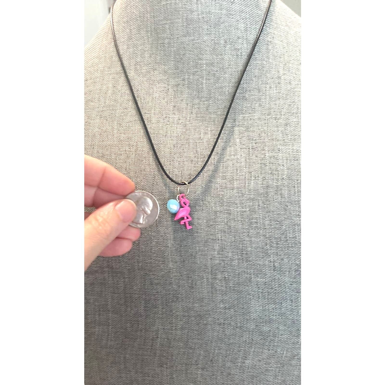 Handmade flamingo pendant necklace Size ONE SIZE - 2 Thumbnail