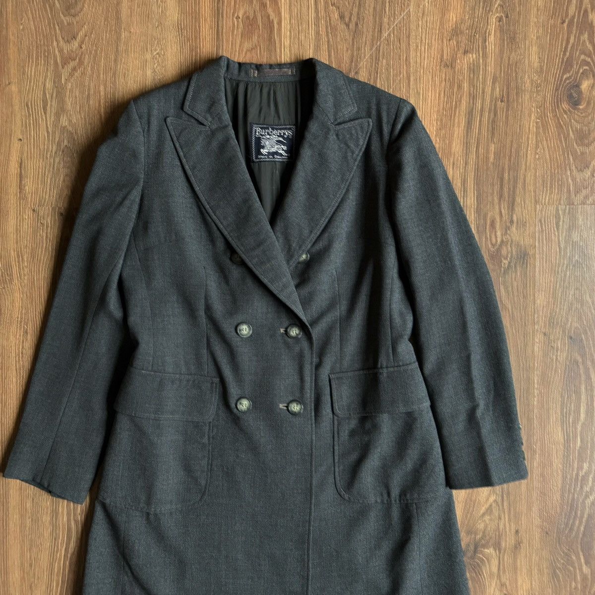 Burberry Vintage Burberry’s Burberry Wool Coat Grey Women’s 90s 80s Size M / US 6-8 / IT 42-44 - 2 Thumbnail