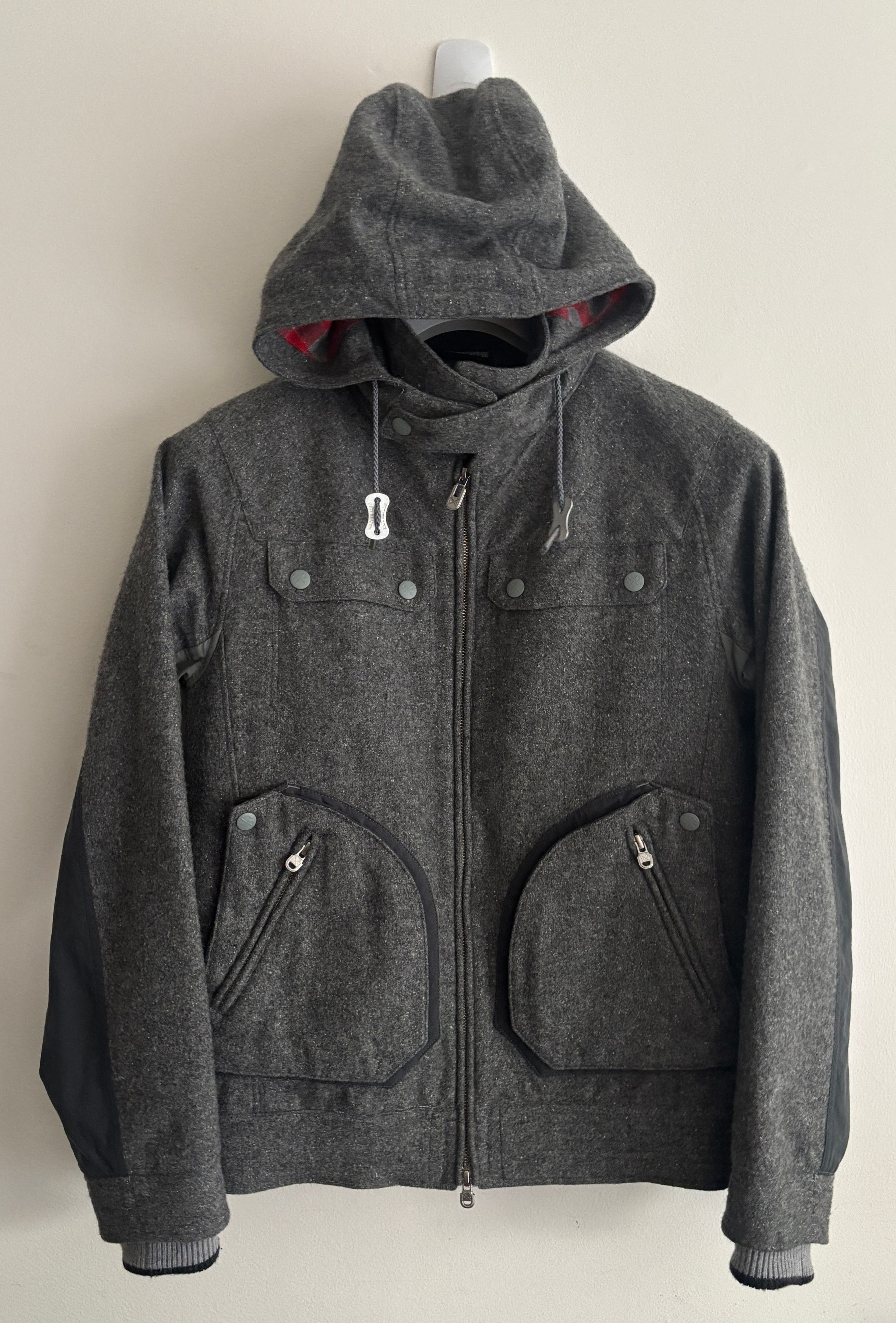White Mountaineering $645 Gore Windstopper Grey Wool Hooded Zip Jacket Size US S / EU 44-46 / 1 - 1 Thumbnail