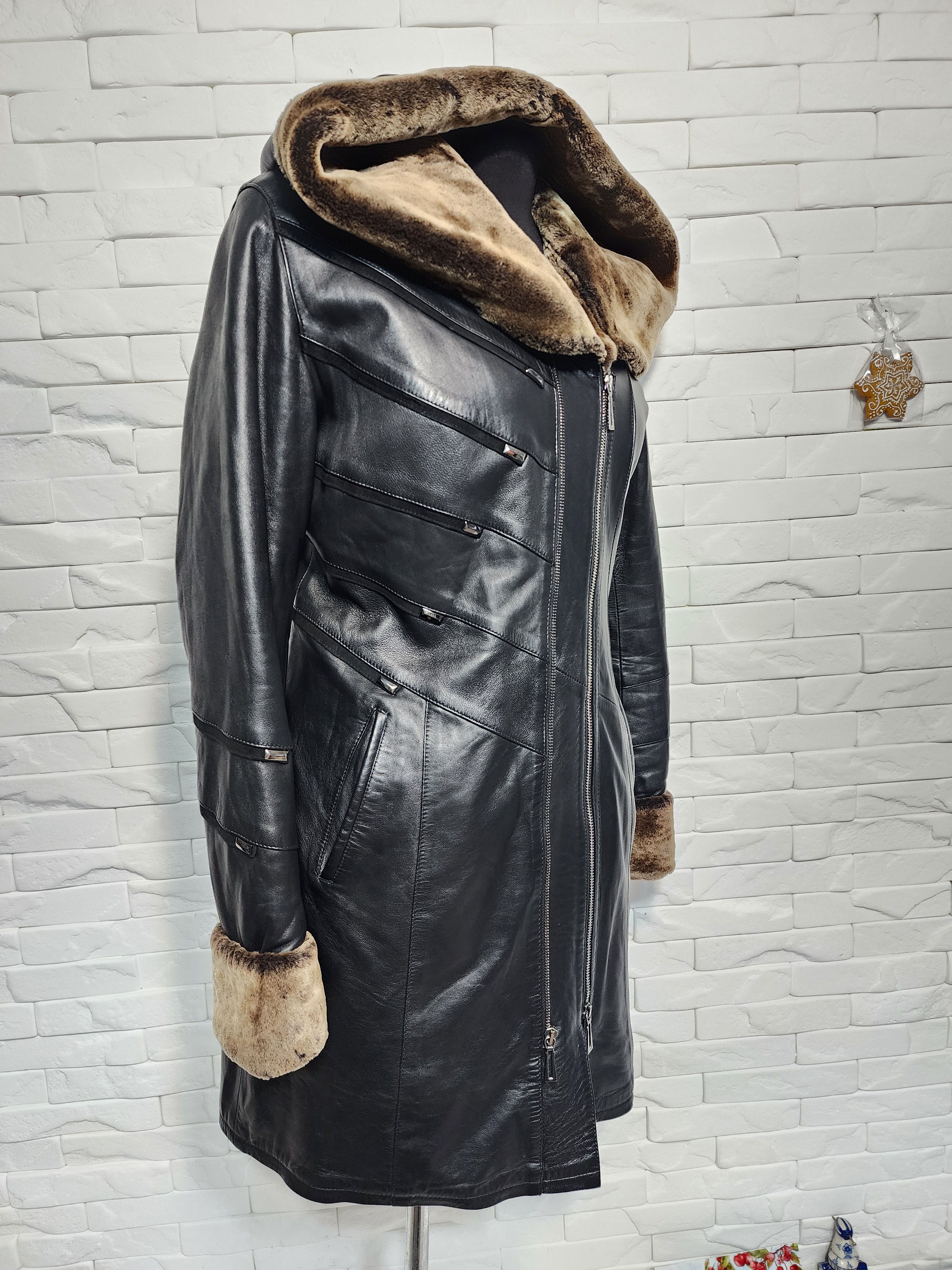 Furla Black Sheepskin Coat: Women's Genuine Fur Hooded Jacket Size M / US 6-8 / IT 42-44 - 3 Thumbnail