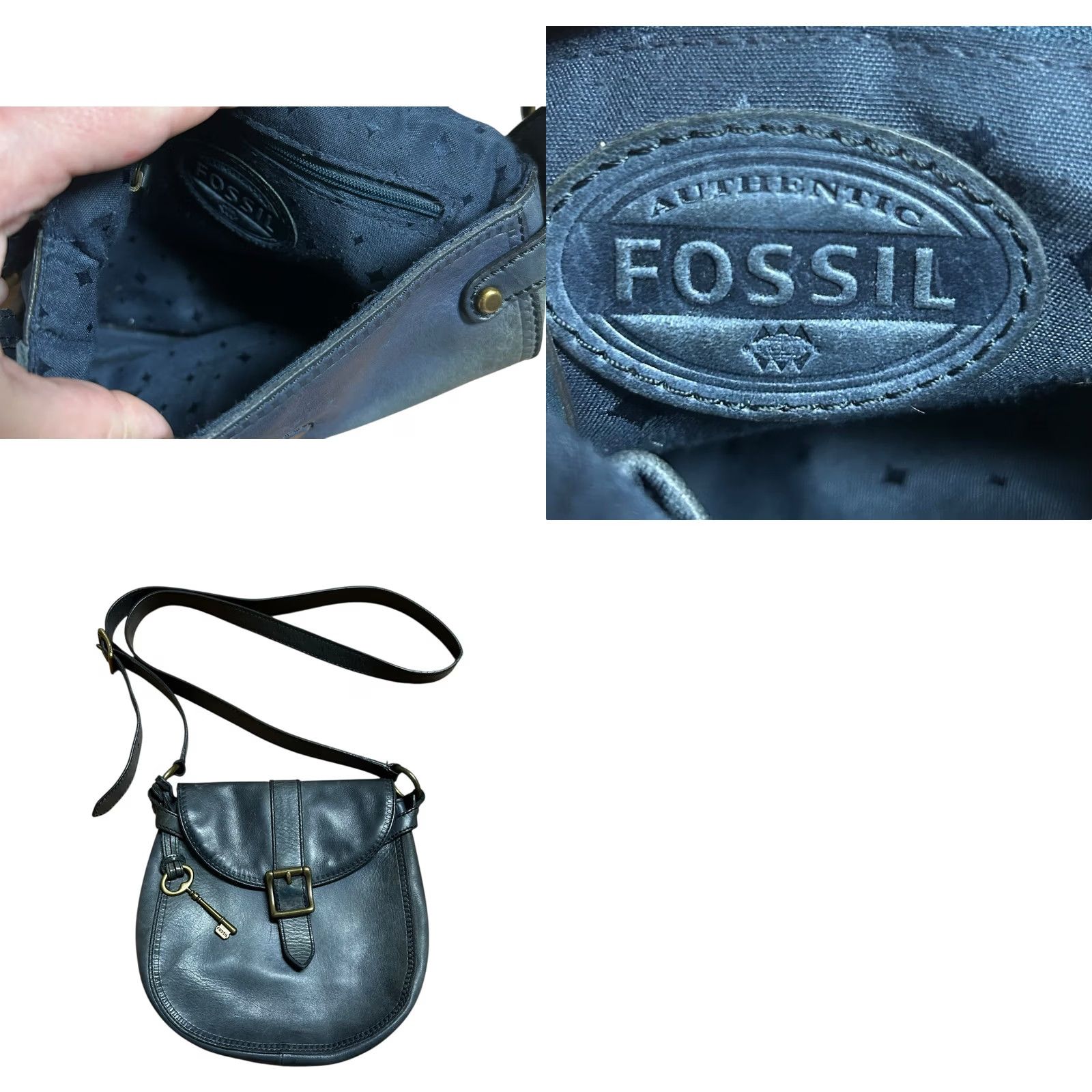 Fossil FOSSIL KEY Grey Leather Satchel Crossbody Purse Shoulder HandBag Women's Read Bag Sydney Vintage No Strap Tear Read More Details Size ONE SIZE - 11 Thumbnail