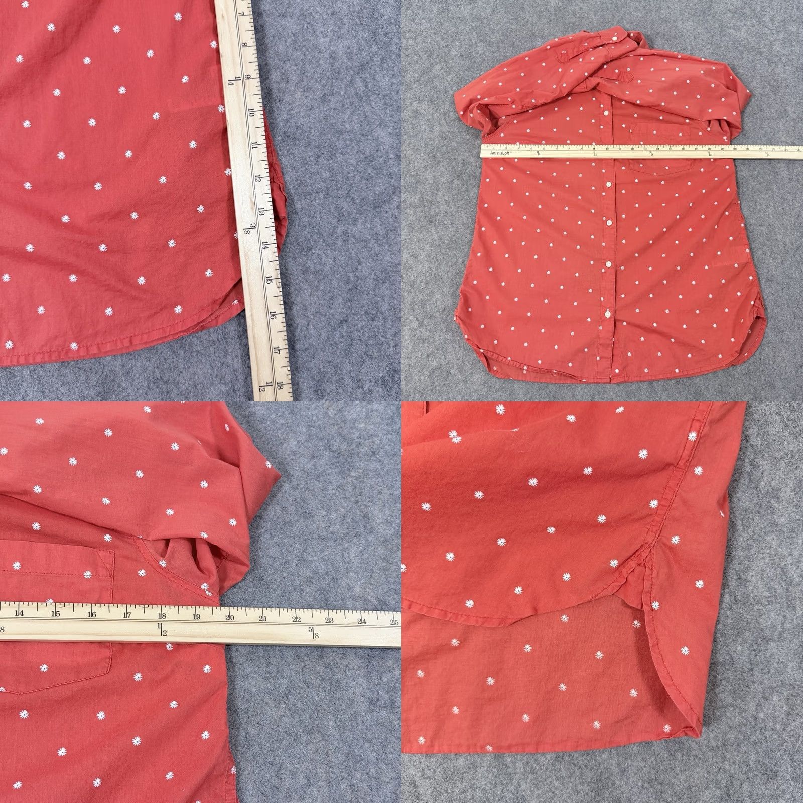 Old Navy Old Navy Button-Up Shirt Women Medium Orange Red Floral Long Sleeve, Classic Vintage? (Note: Original title indicates vintage: No) Size M / US 6-8 / IT 42-44 - 8 Thumbnail