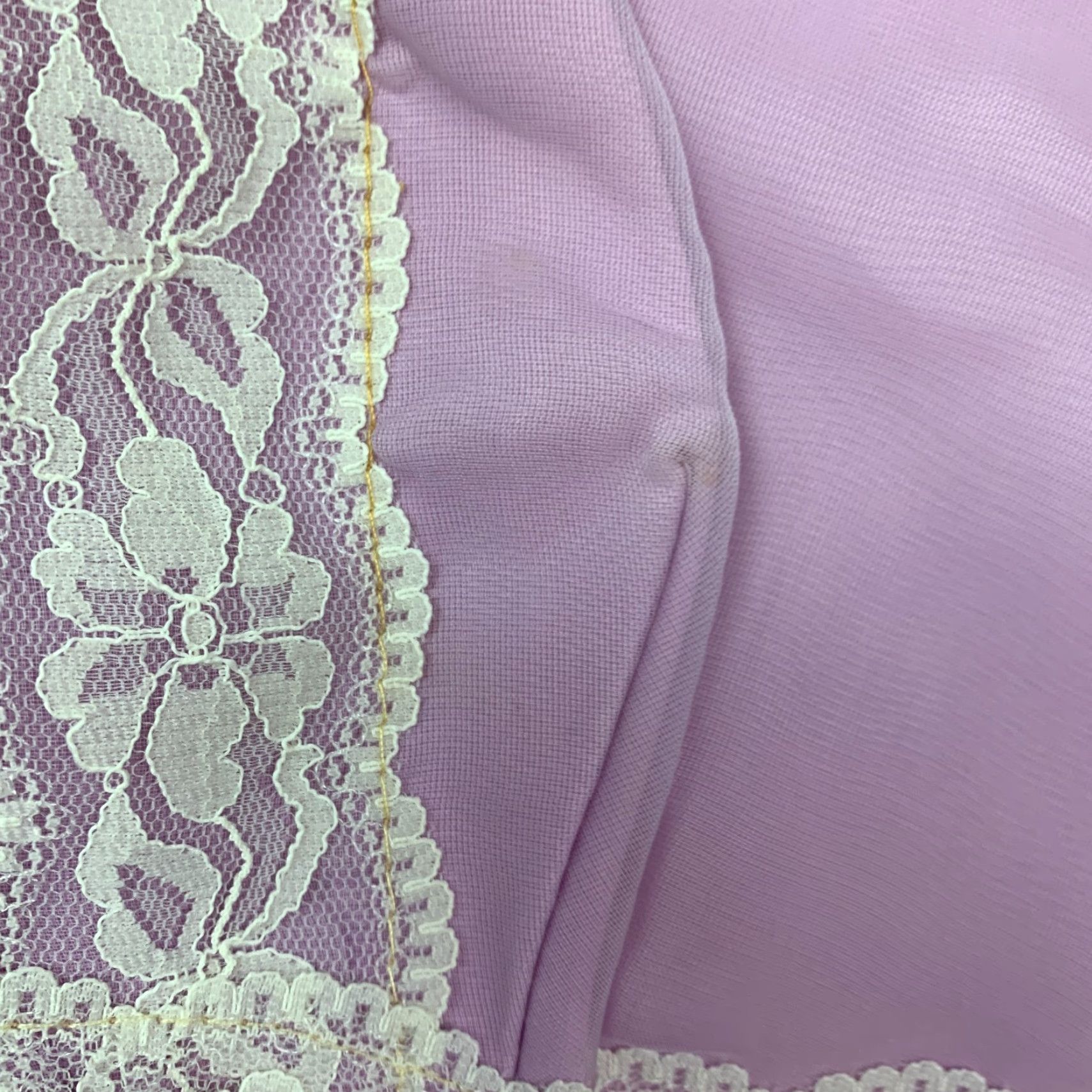 Vintage VINTAGE 60s Purple White Lace Prairie Long Empire Waist Dress Chest 29" Train Size 4XL / US 24-26 - 5 Thumbnail